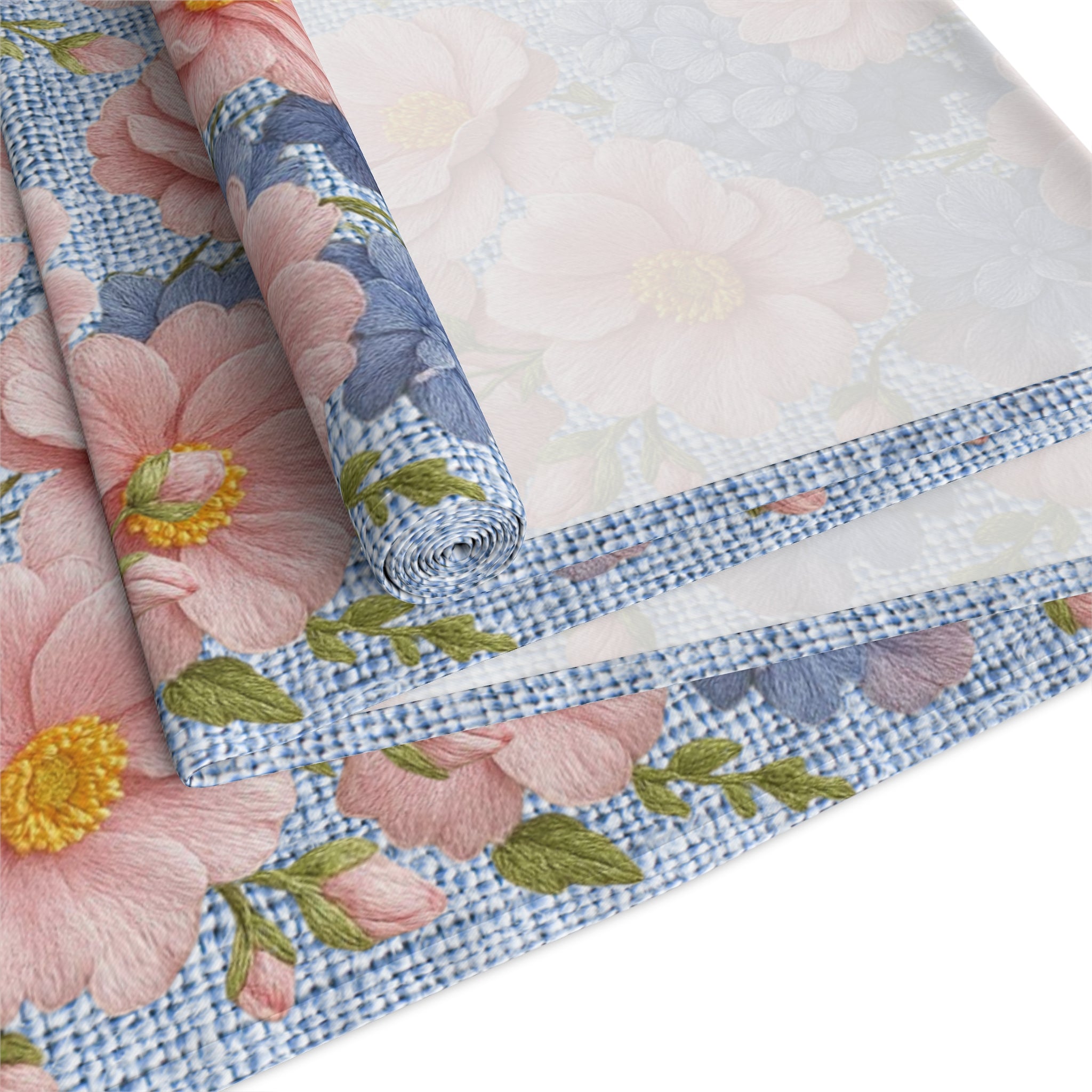 Blush Peony Floral Table Runner | Soft Provence Watercolor Cottagecore Decor