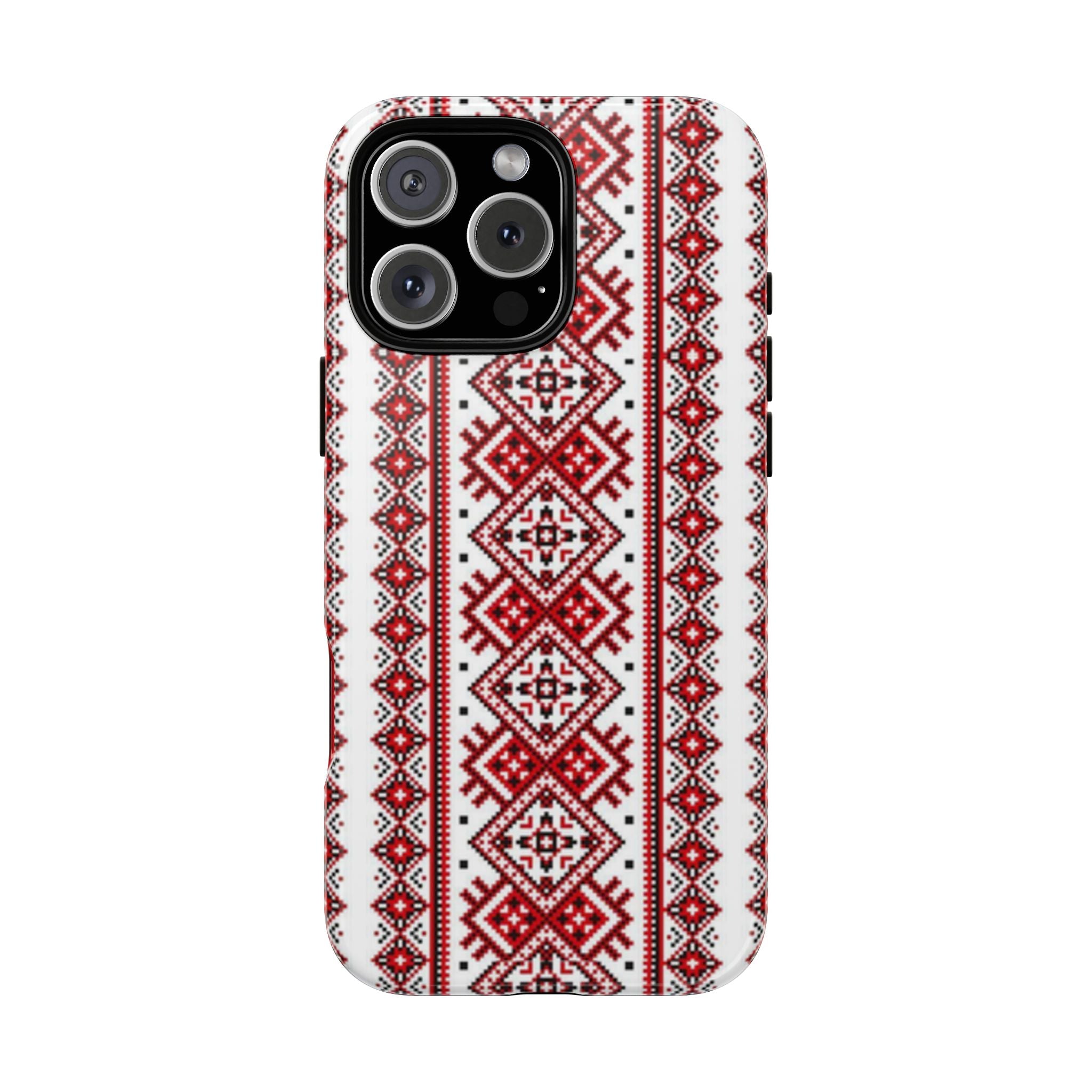 Ukrainian Embroidery iPhone Case  Red Black Traditional Pattern Protective Phone Cover, Gift idea