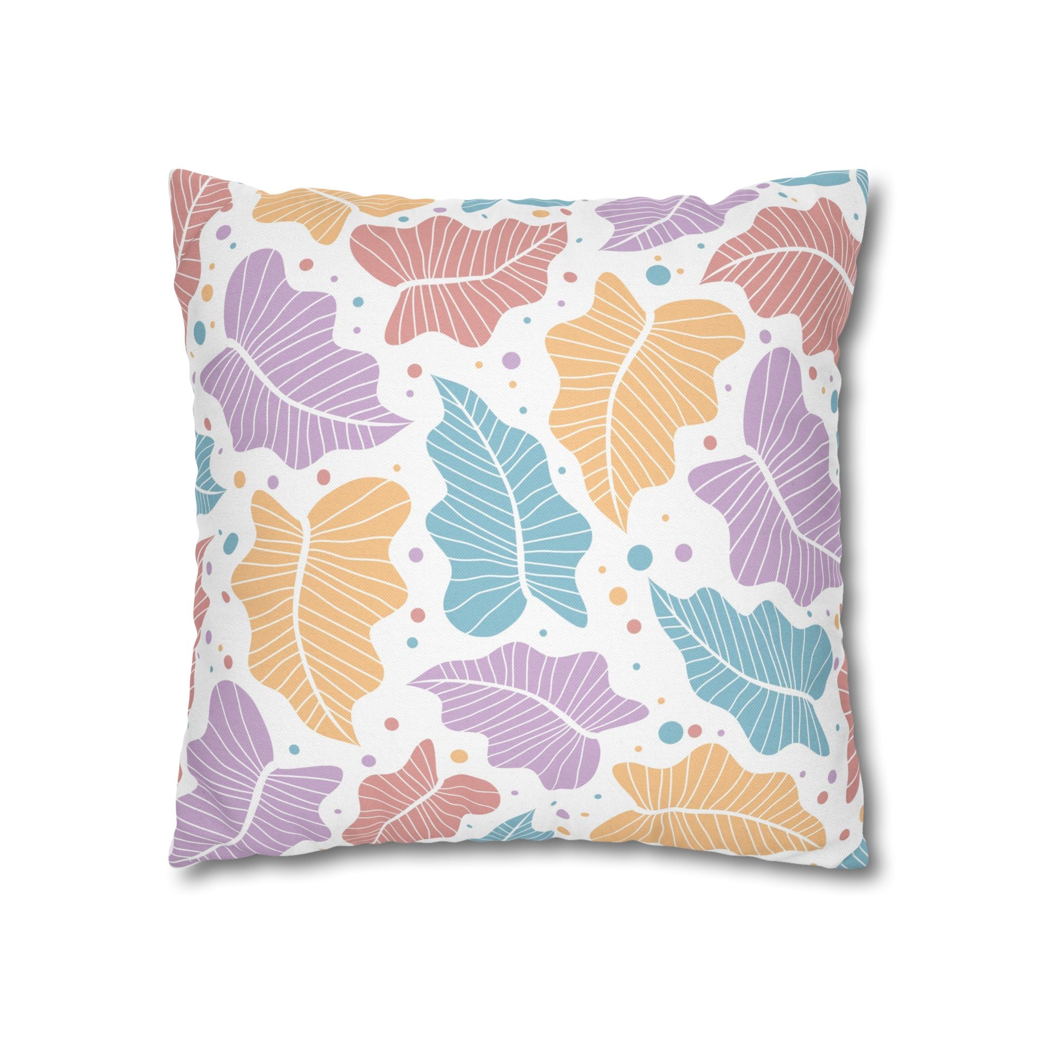 Pastel Leaf Pillow Cover
