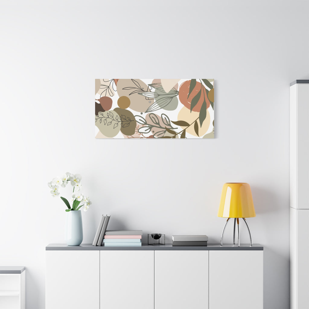 Abstract Modern Botanical Wall Art, Minimalist Line Art Canvas, Neutral Aesthetic Home Decor Print for Living Room or Bedroom, Matte Print, Stretched 1.25" Ready to Hang