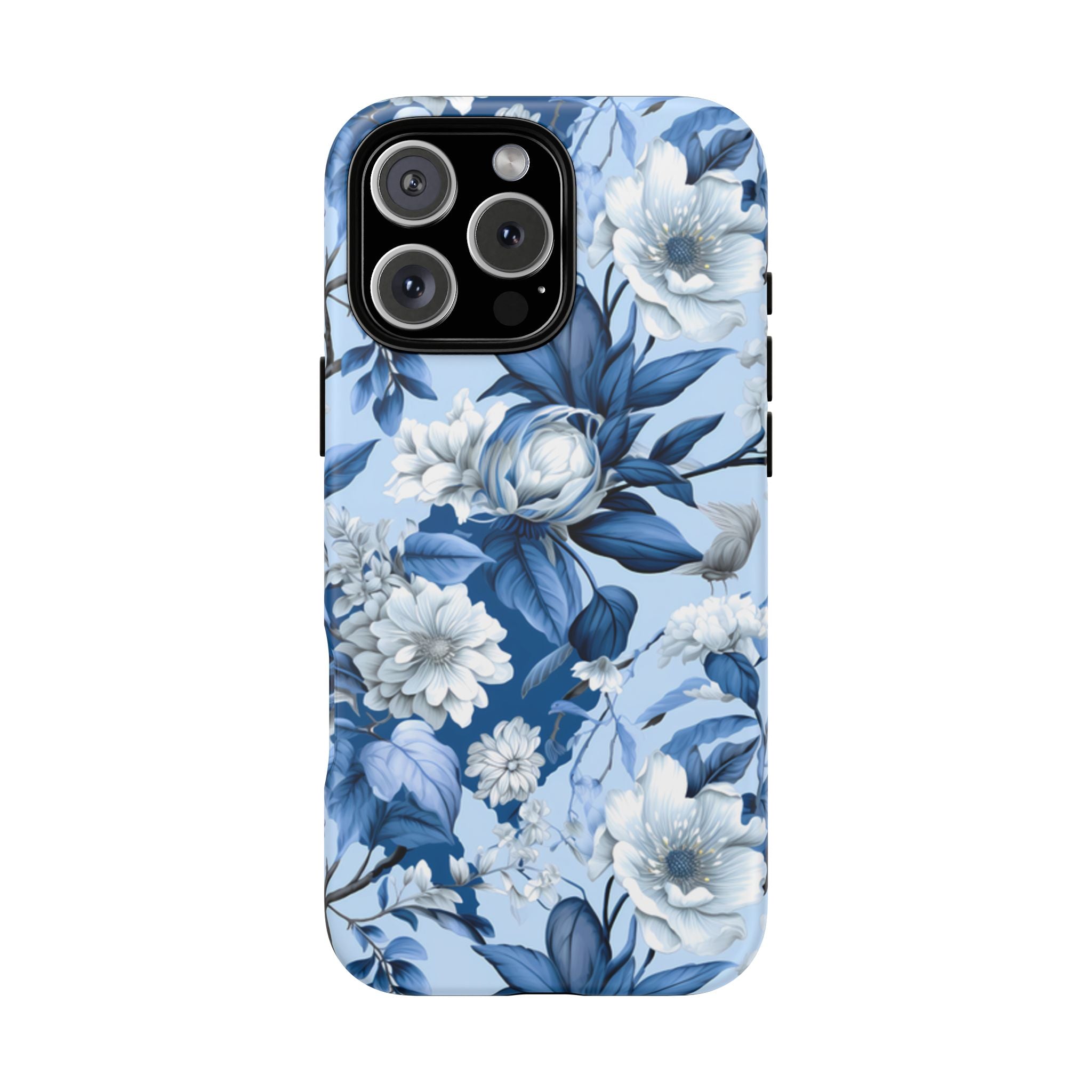 Blue Floral Watercolor Pattern Tough Case, Blue Rose Phone Case
