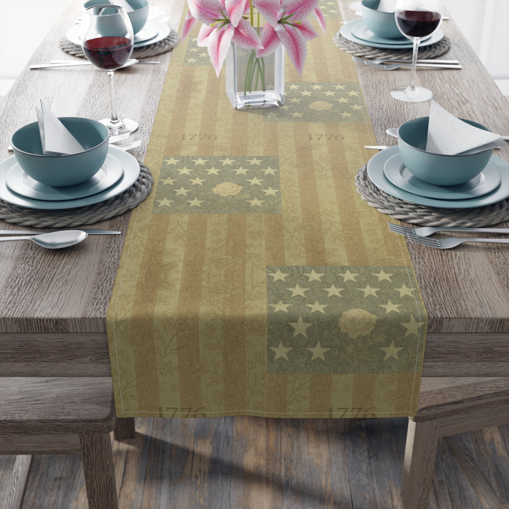 Heritage 1776 Collection | Patriotic Flag Table Runner – Vintage Stars & Stripes Farmhouse Decor | BLUESKYDEZIGN