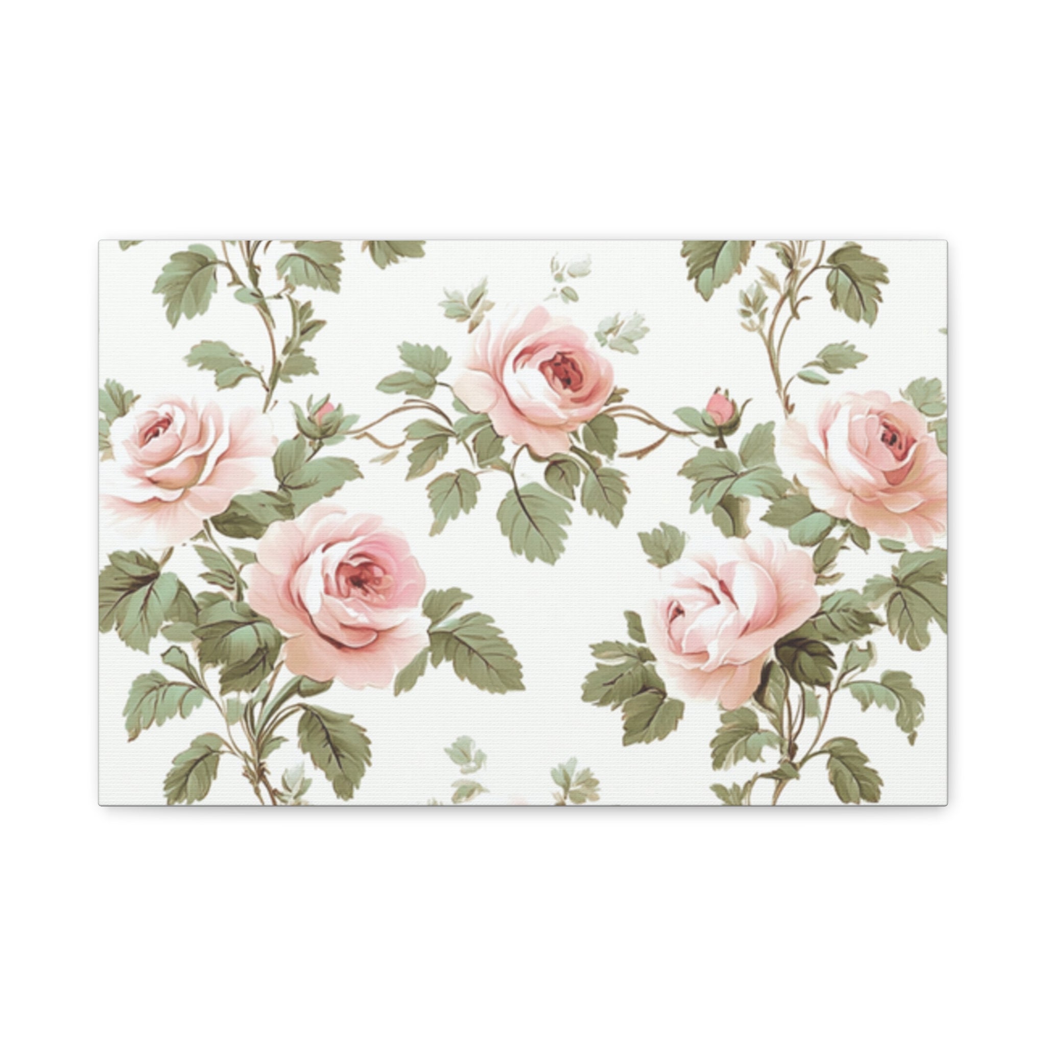 Vintage Pink Rose Matte Canvas Wall Art, Botanical Floral Print, Romantic Cottagecore Home Decor, Stretched 1.25" Canvas