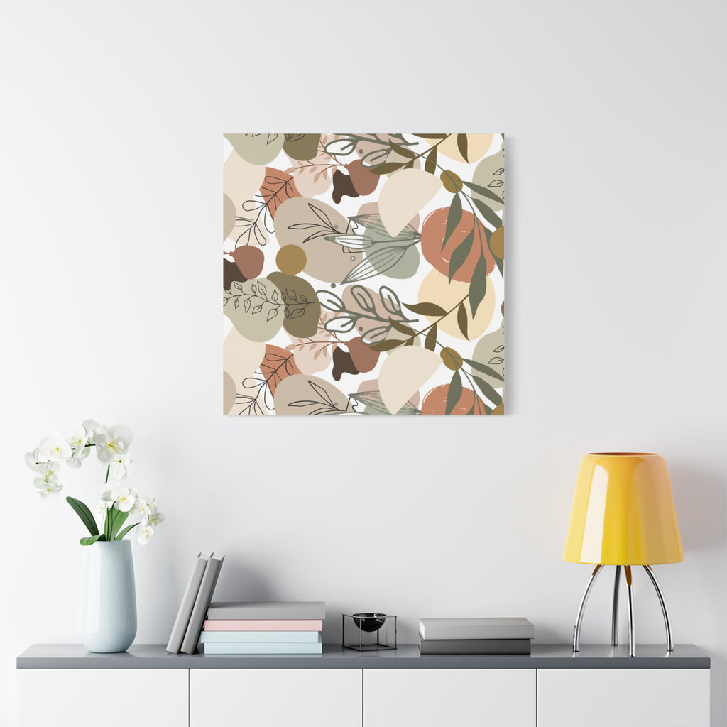 Abstract Modern Botanical Wall Art, Minimalist Line Art Canvas, Neutral Aesthetic Home Decor Print for Living Room or Bedroom, Matte Print, Stretched 1.25" Ready to Hang