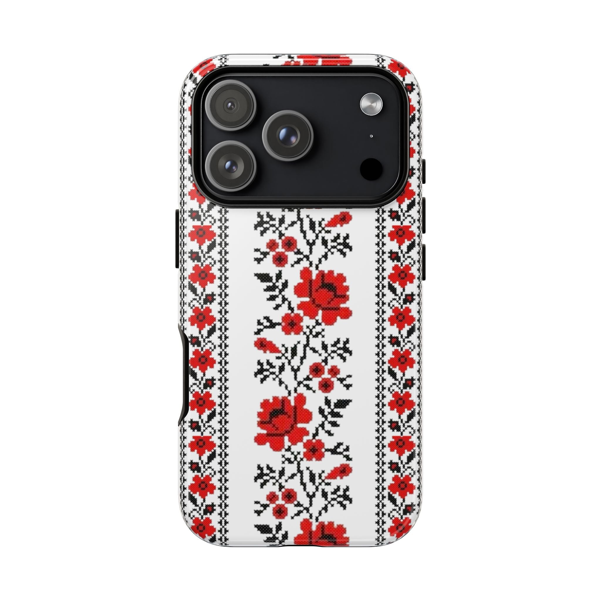 Ukrainian Embroidery iPhone Case  Red Black Traditional Pattern Protective Phone Cover