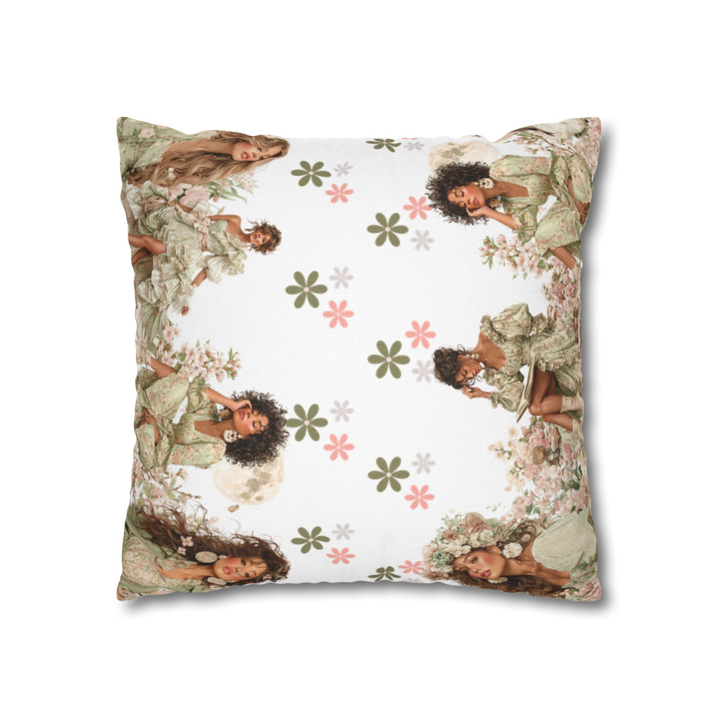 Afrocentric Floral Pillowcase 1piece, Artistic Women Illustration Cushion Covers, 4 Sizes, Modern Boho Throw Pillow Case, Art Decor