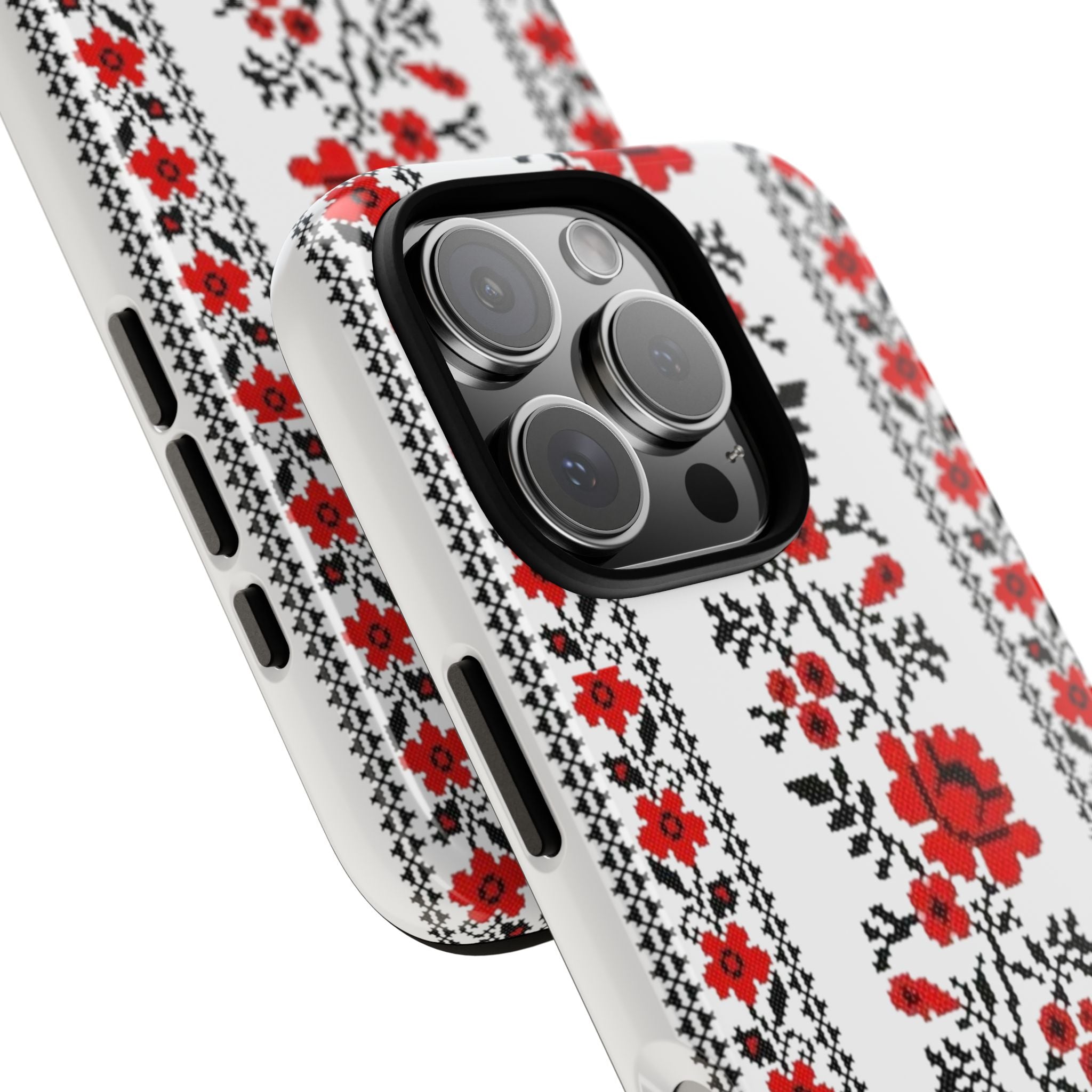 Ukrainian Embroidery iPhone Case  Red Black Traditional Pattern Protective Phone Cover