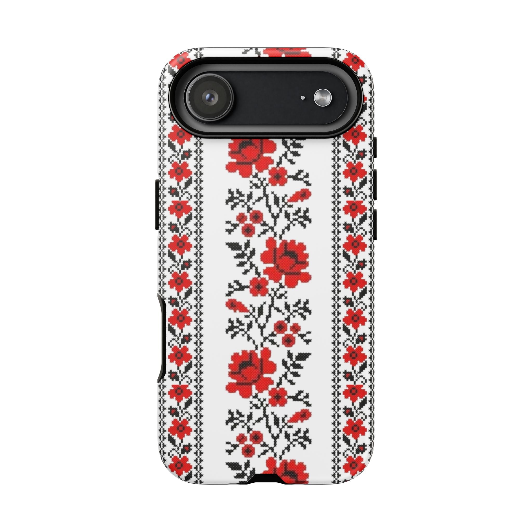 Ukrainian Embroidery iPhone Case  Red Black Traditional Pattern Protective Phone Cover