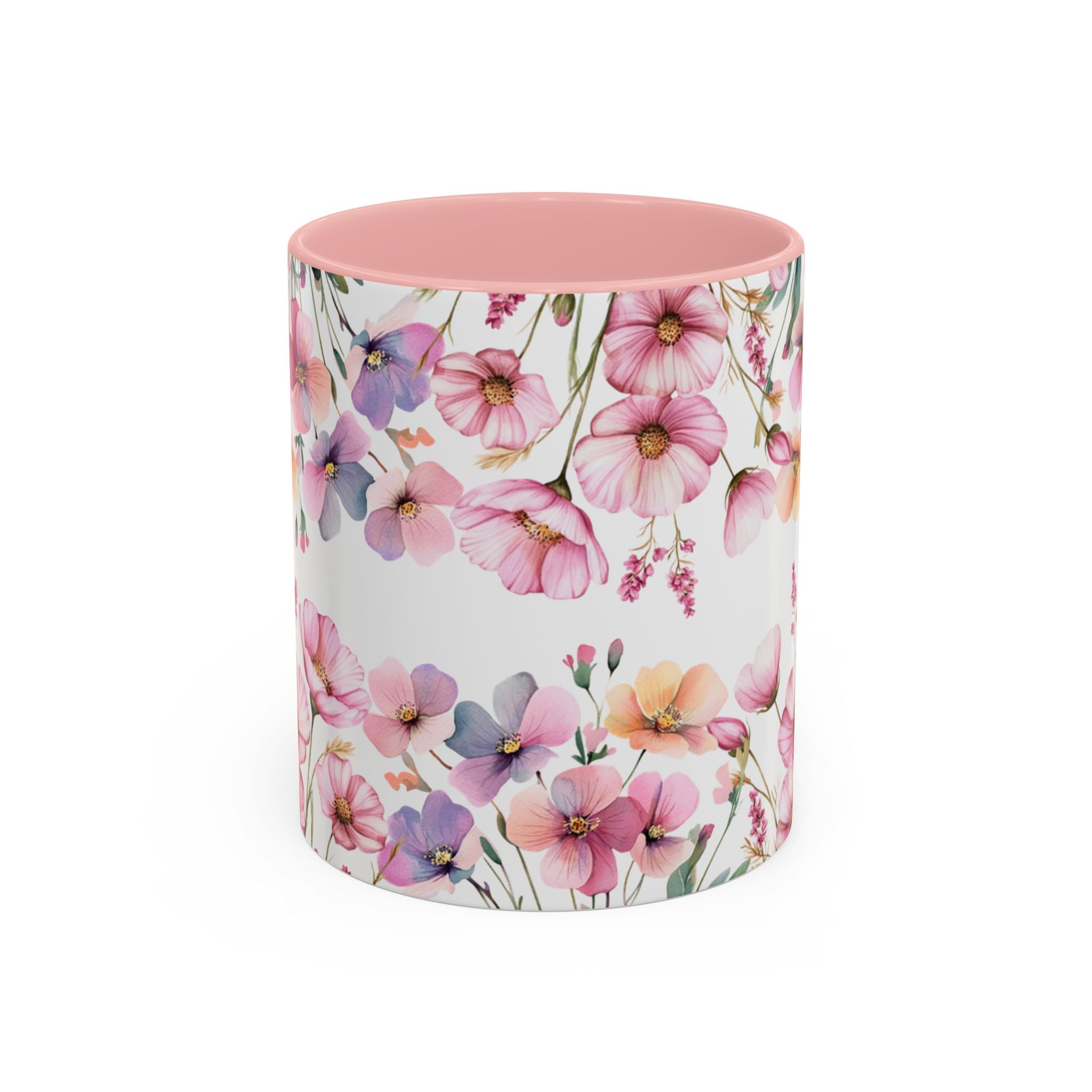 Watercolor Wildflower Accent Coffee Mug, Floral Field Flowers | 11oz 15oz