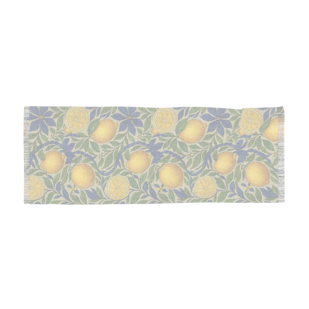 Citrus Riviera Lemon Blossom Scarf – Mediterranean Floral Lightweight Wrap, Shawl & Beach Sarong 27”×71”