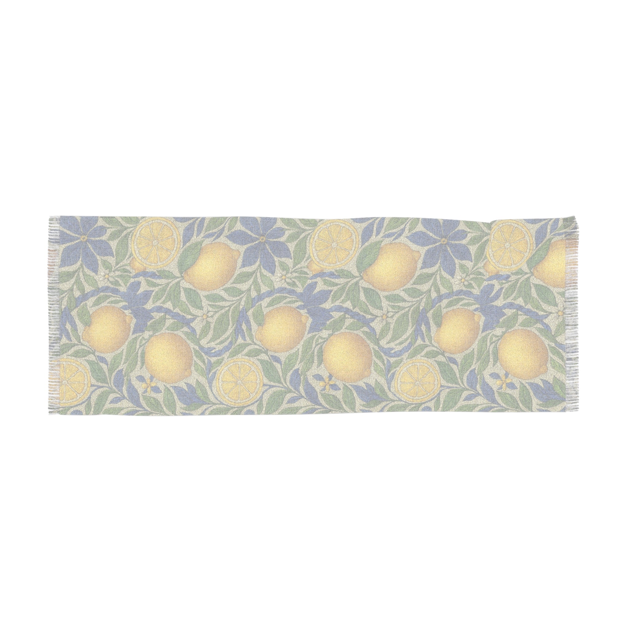 Citrus Riviera Lemon Blossom Scarf – Mediterranean Floral Lightweight Wrap, Shawl & Beach Sarong 27”×71”