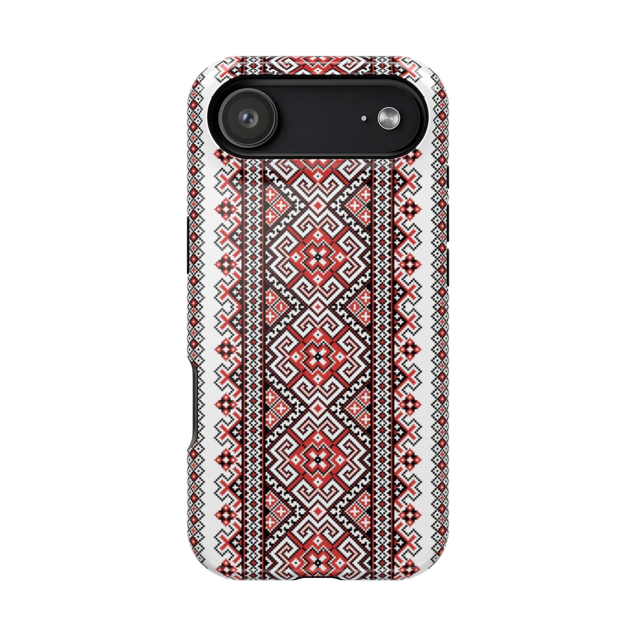 Traditional Ukrainian Red-Black Pattern Phone Case | Magnetic Impact-Resistant Case