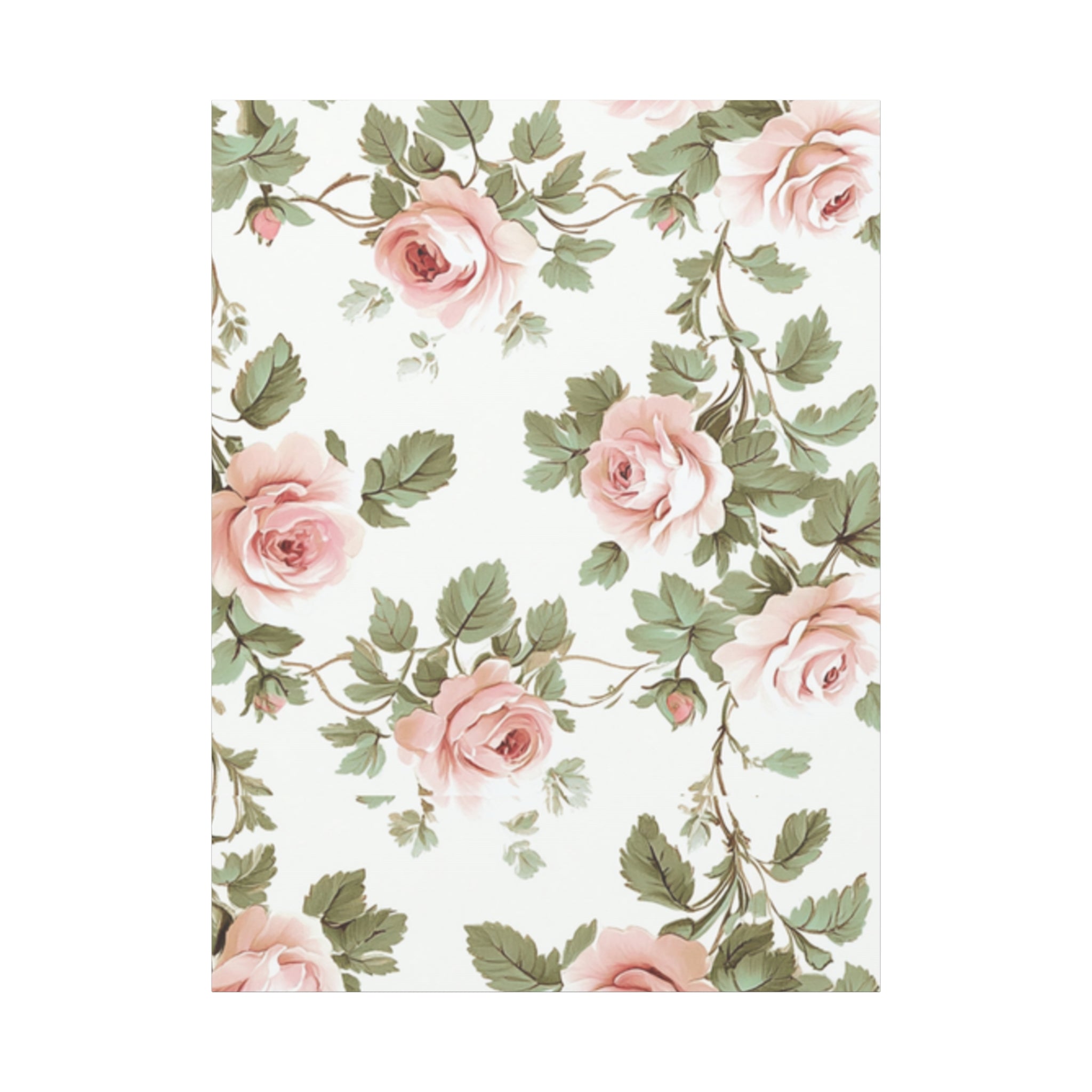 Vintage Pink Rose Matte Canvas Wall Art, Botanical Floral Print, Romantic Cottagecore Home Decor, Stretched 1.25" Canvas