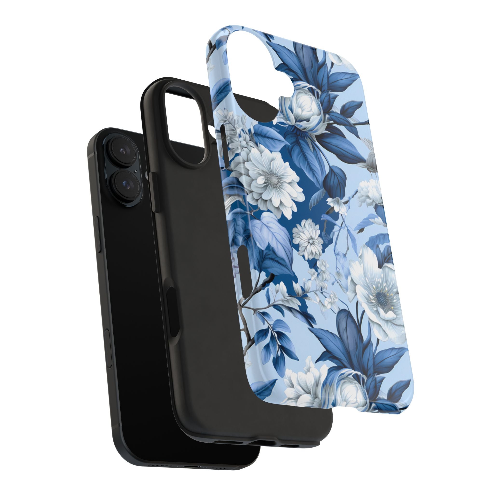BLUESKYDEZIGN | Blue Floral Watercolor Phone Case | Indigo Rose Botanical iPhone Cover | Elegant Gift for Her