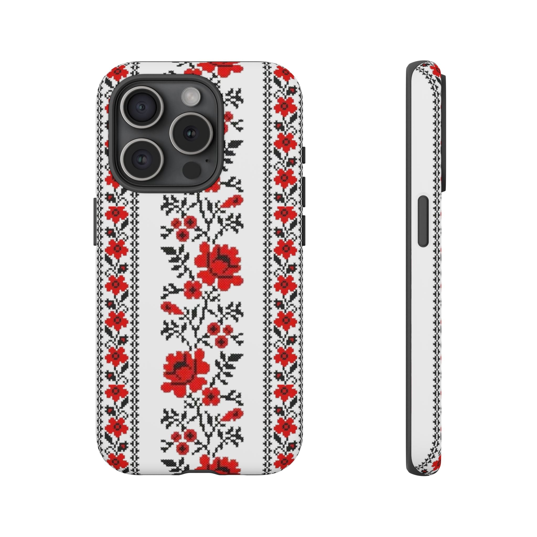 Ukrainian Embroidery iPhone Case  Red Black Traditional Pattern Protective Phone Cover