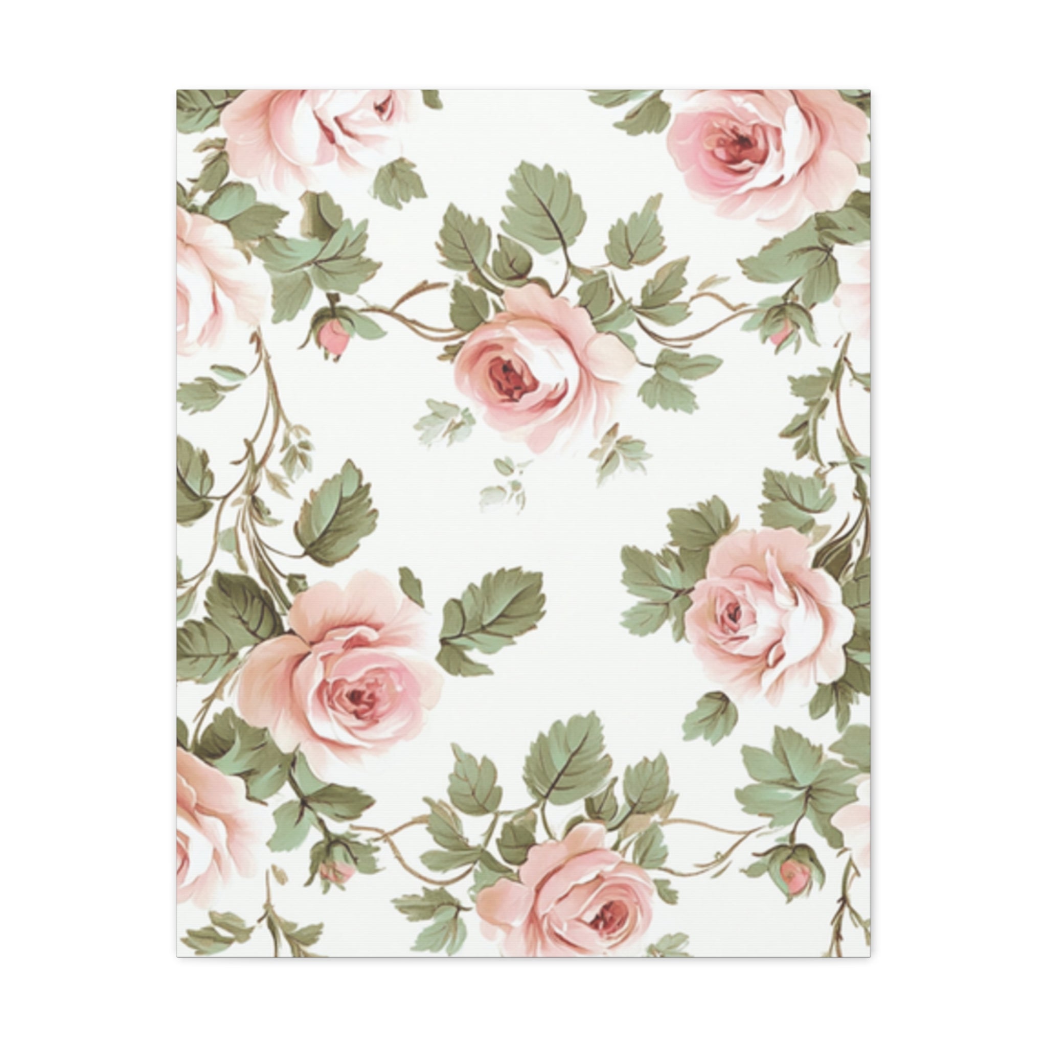 Vintage Pink Rose Matte Canvas Wall Art, Botanical Floral Print, Romantic Cottagecore Home Decor, Stretched 1.25" Canvas