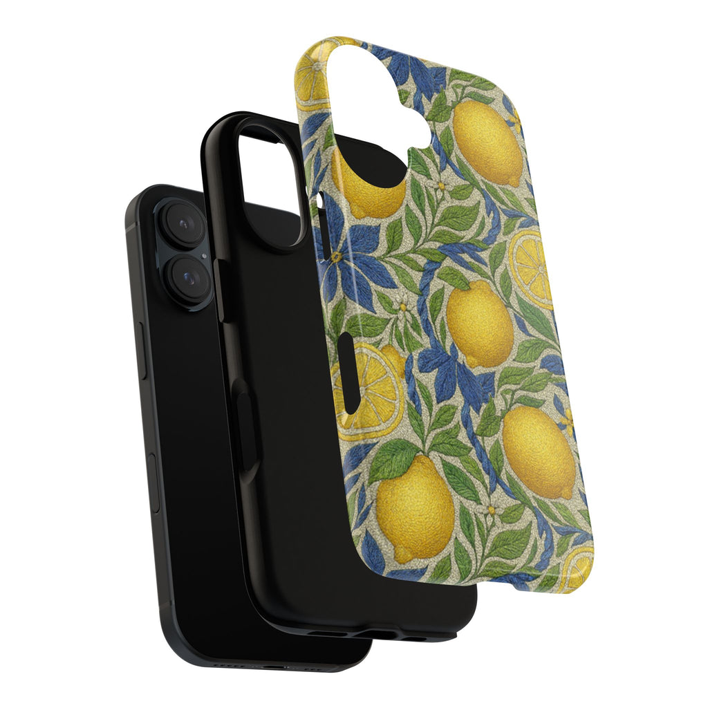 Citrus Riviera Lemon Blossom Tough Phone Case – Mediterranean Botanical 3D Full-Wrap Shockproof Cover | iPhone 14-17