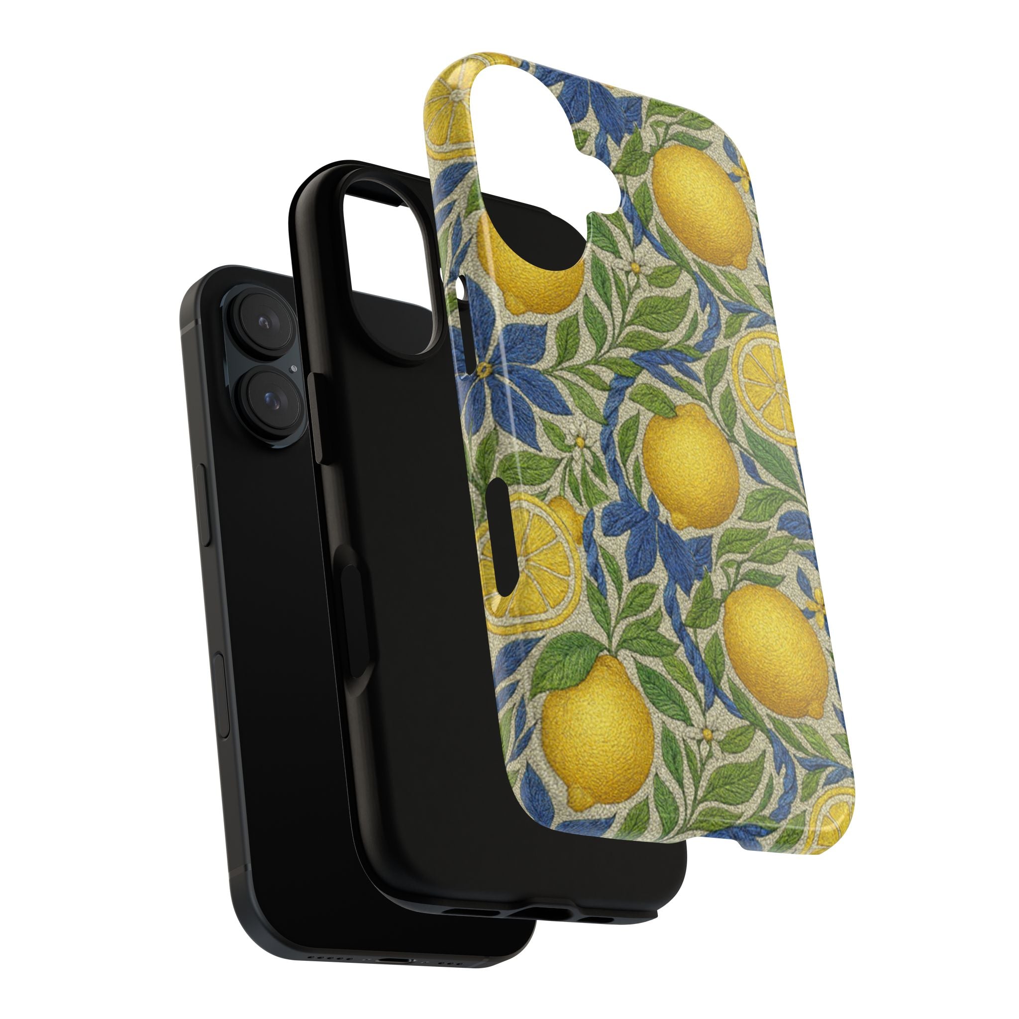 Citrus Riviera Lemon Blossom Tough Phone Case – Mediterranean Botanical 3D Full-Wrap Shockproof Cover | iPhone 14-17