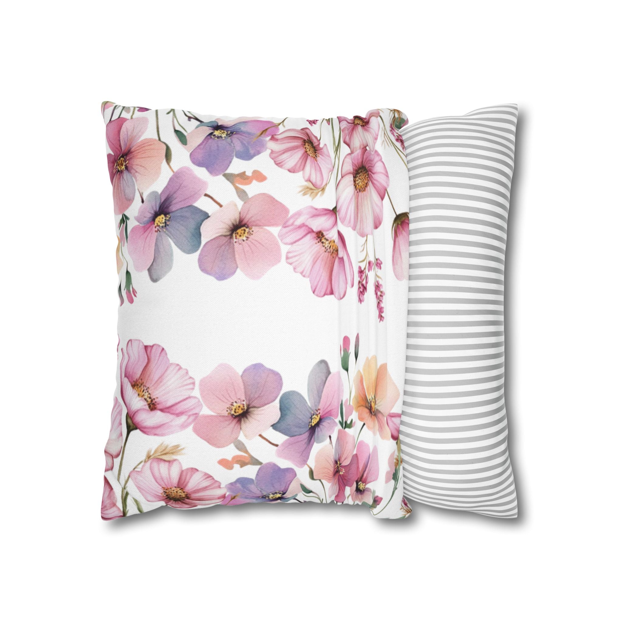 Spring Floral Pillowcase 1piece, Pink & Purple Blossom Design, Polyester Cushion Cover, Elegant Spring Home Decor