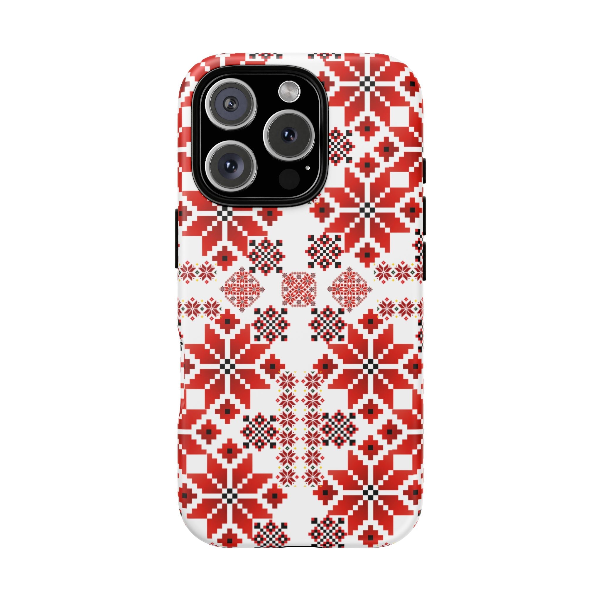 Ukrainian Embroidery Phone Case • Red Black Folk Pattern • Protective Slavic Geometric Cover for iPhone & Samsung