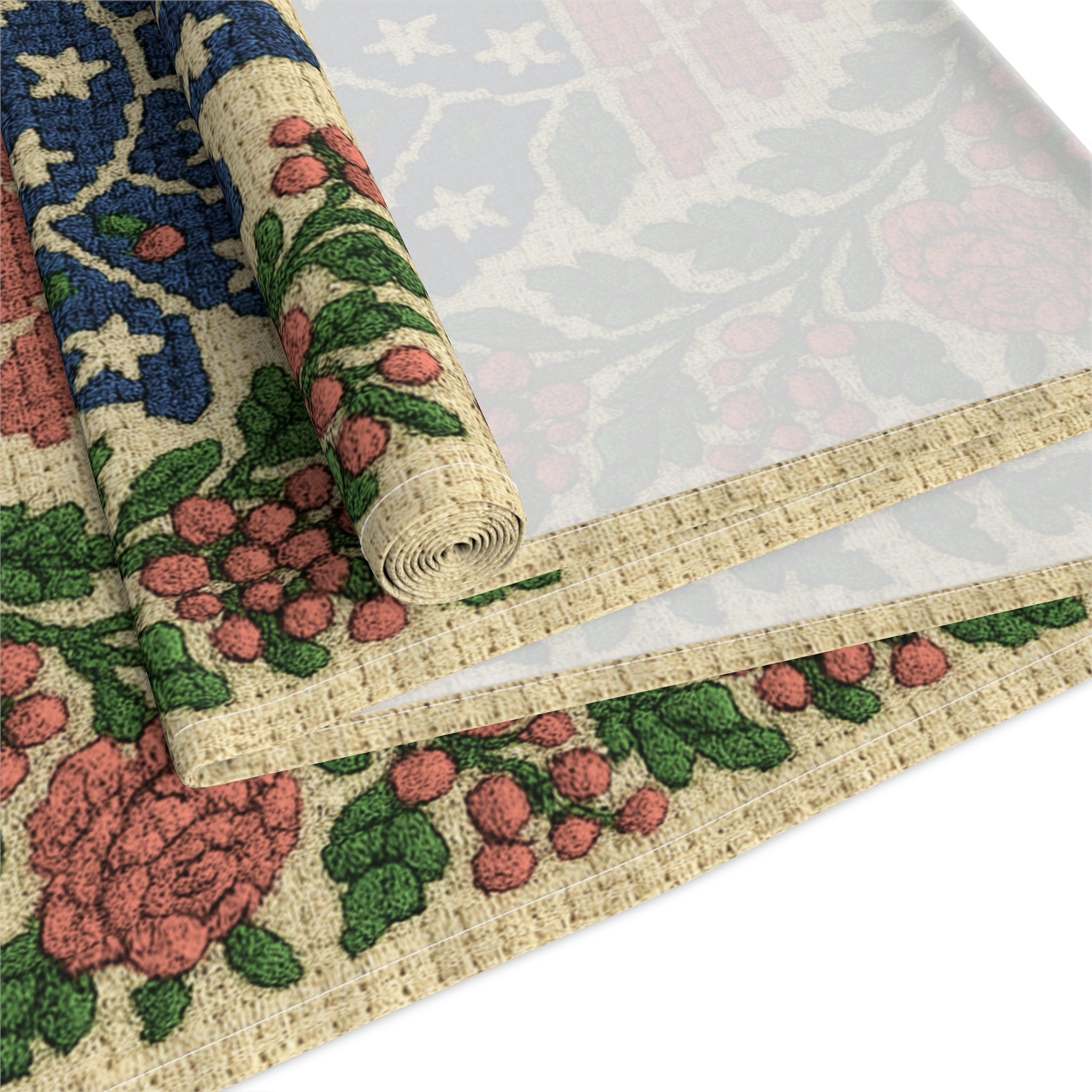 America 250 Floral Table Runner – Patriotic Medallion Design | Farmhouse & Americana Decor