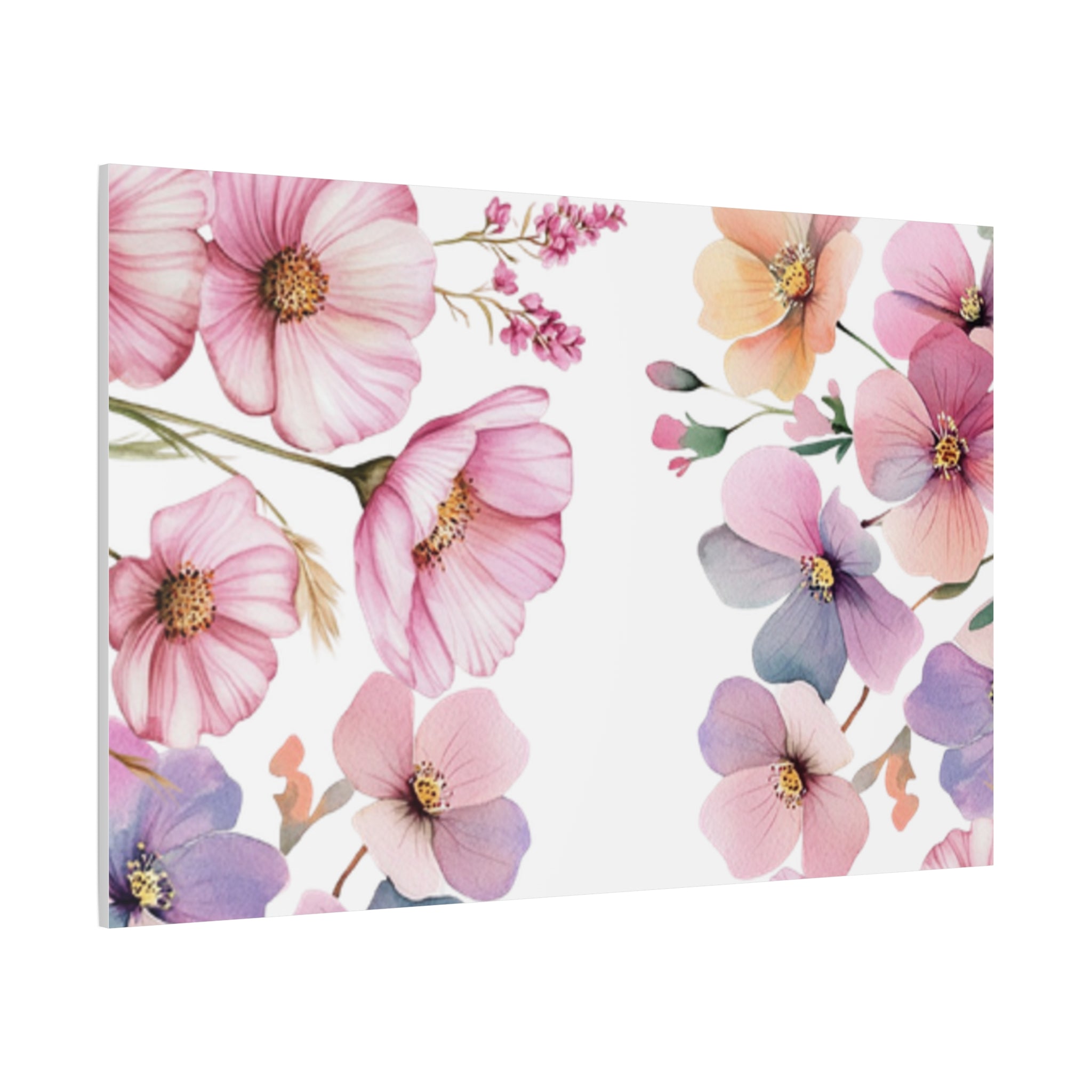 Pastel Floral Matte Canvas Wall Art, Soft Botanical Print, Modern Home Decor, Watercolor Flower Artwork, Stretched 1.25" Canvas