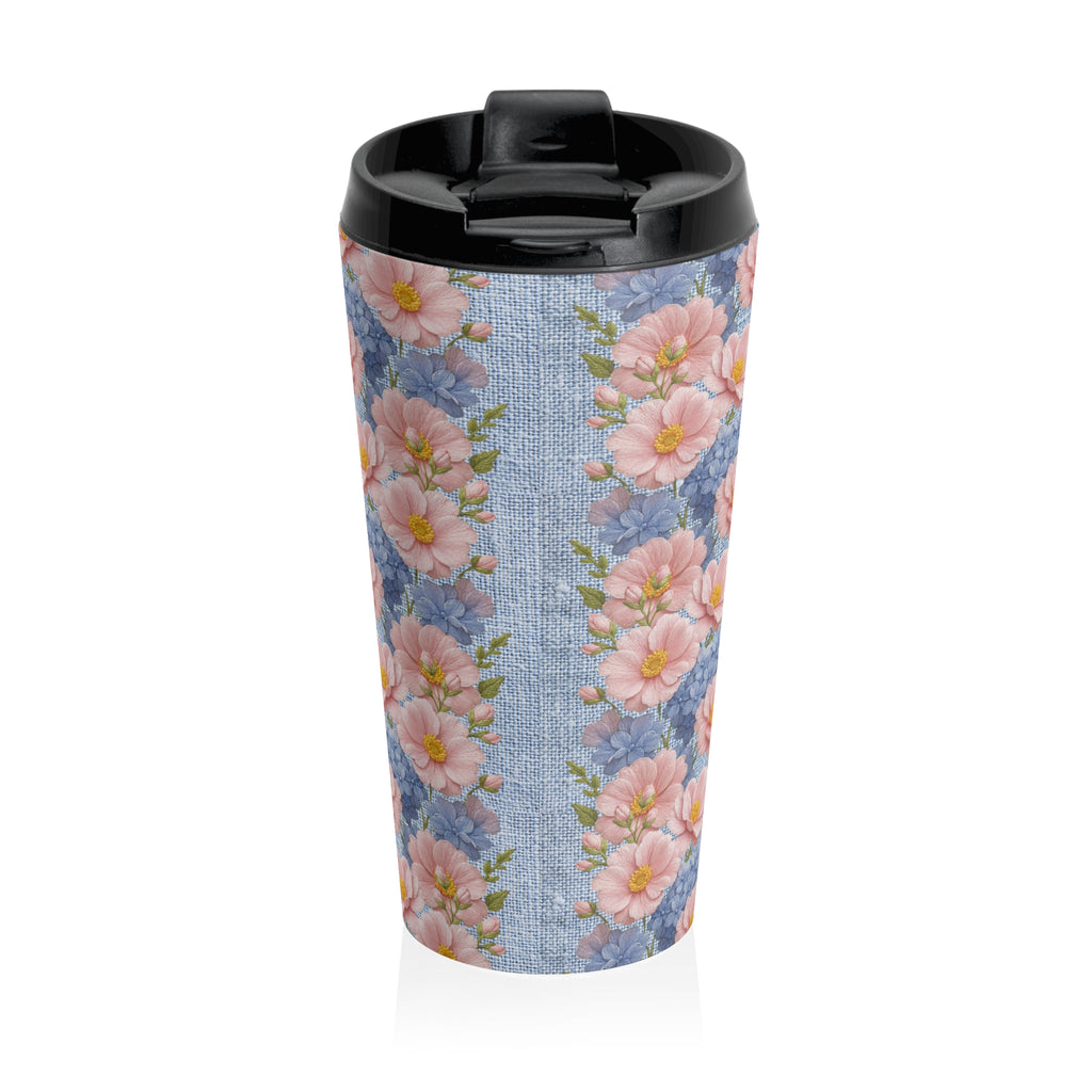 Blush Peony Floral Travel Mug | Soft Provence Insulated Stainless Tumbler