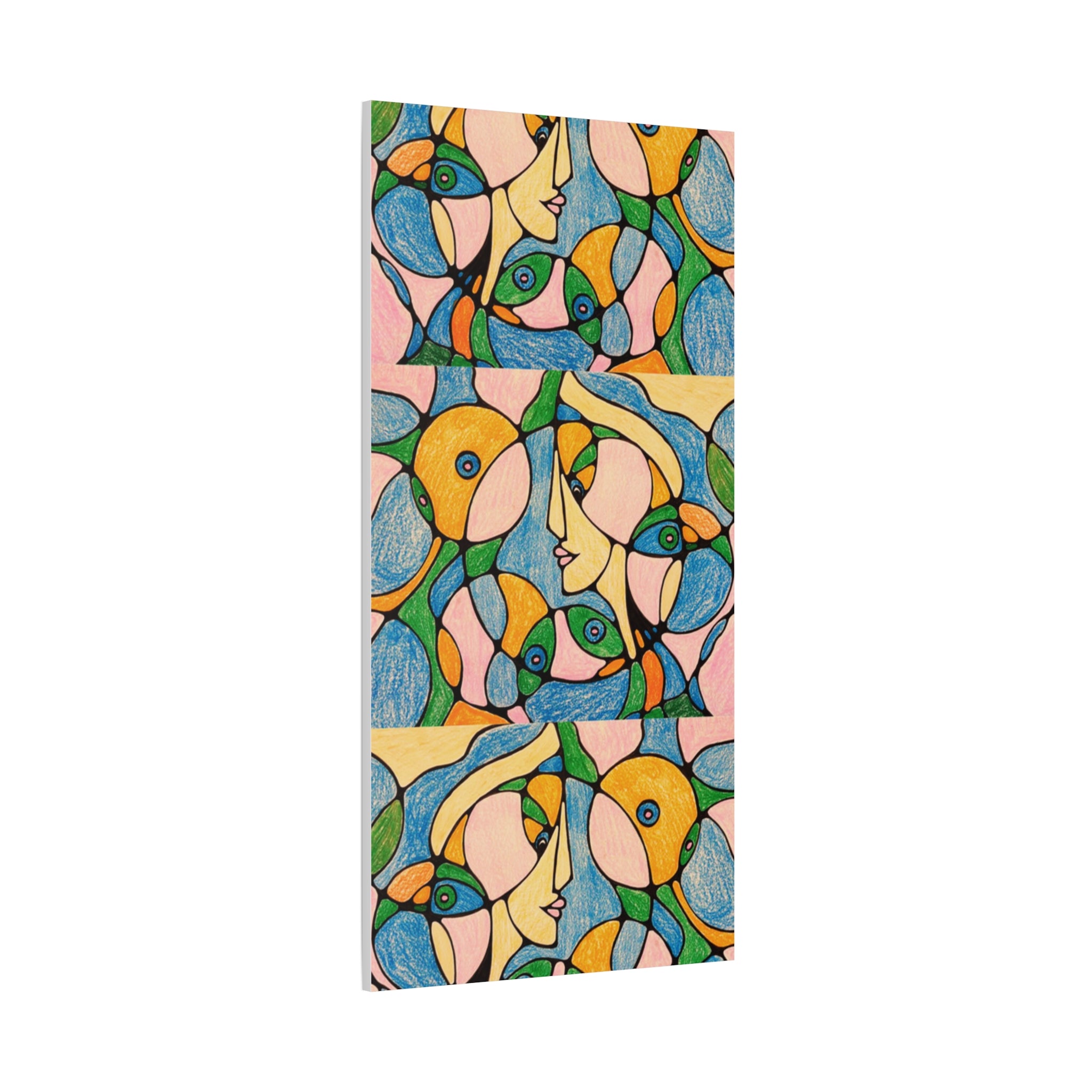 Abstract Colorful Faces Canvas Art, Vibrant Modern Wall Decor, Surreal Cubist Style Matte Print, Stretched 1.25" Ready to Hang
