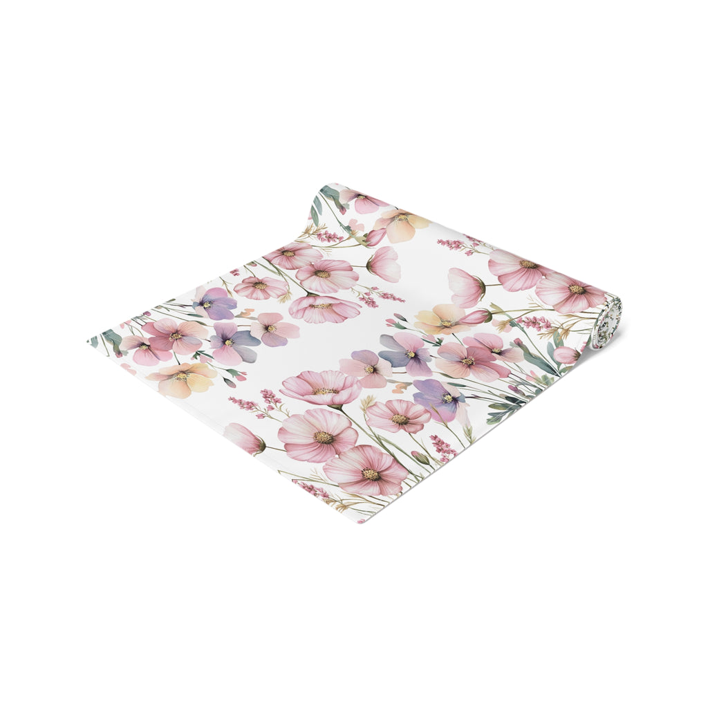 Spring Floral Table Runner, Pink & Purple Blossom Table Decor, Elegant Dining Table Runner, Botanical Wedding Centerpiece, Spring Home Decor