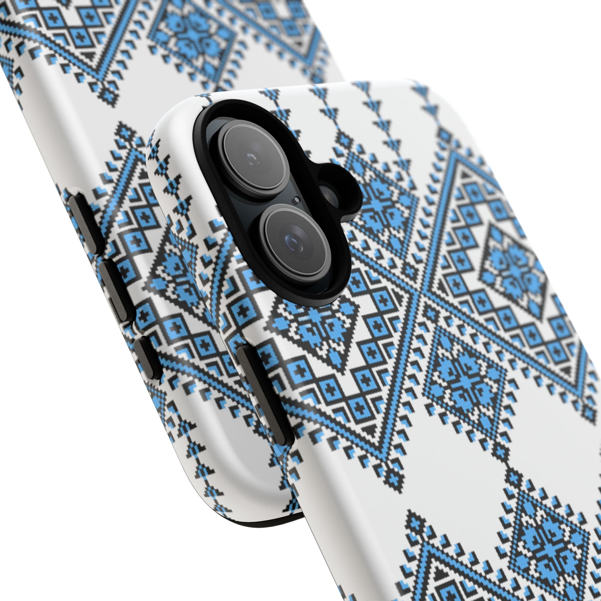 Blue Ukrainian traditional  Geometric Folk Pattern phone case, Tough Cases