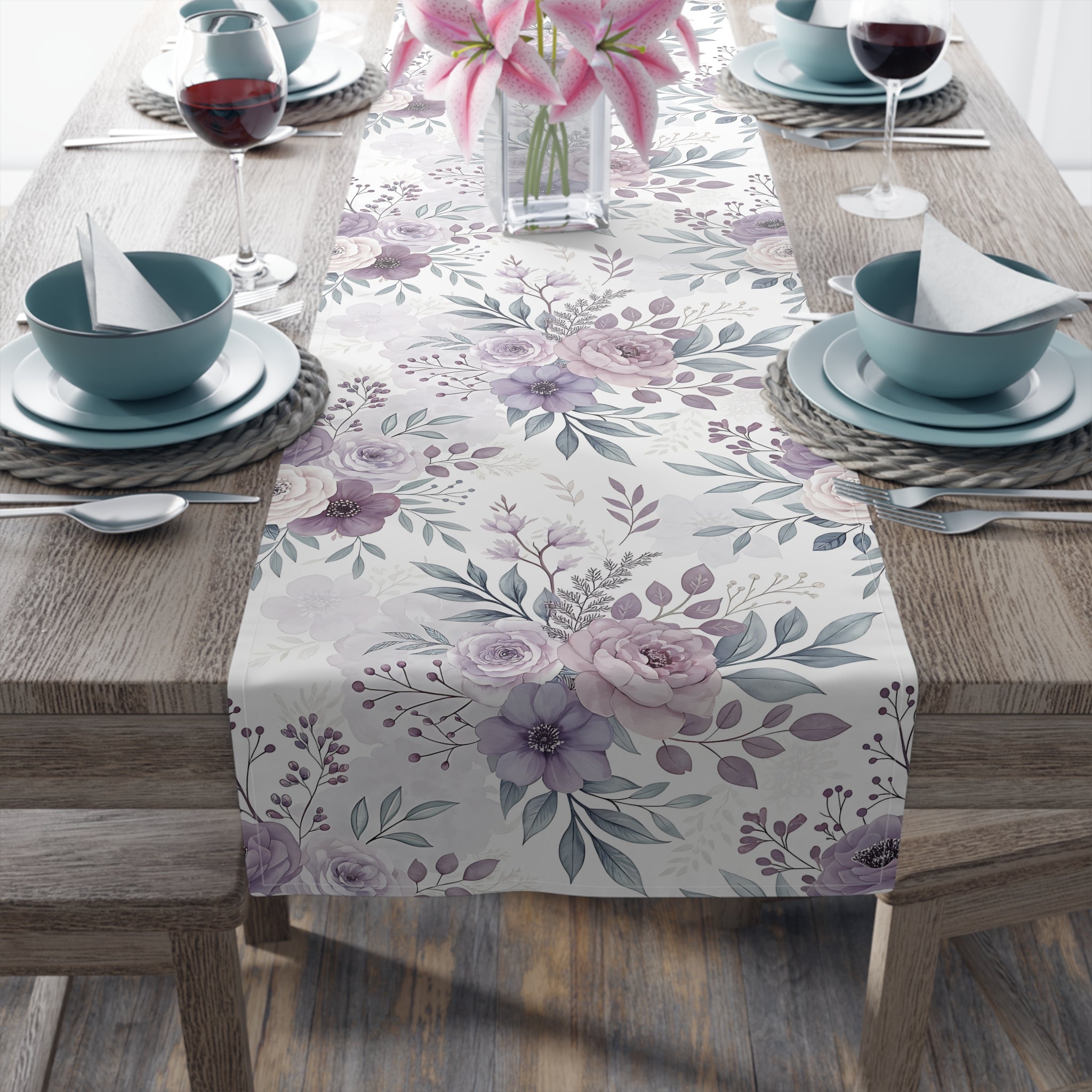 Spring Floral Table Runner – Easter Pastel Decor | Cottagecore & Farmhouse Style | BLUESKYDEZIGN