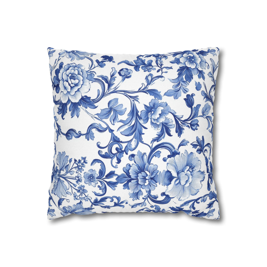 BLUESKYDEZIGN Blue Tie Dye Mandala Pillow Cover - Coastal Boho Decor