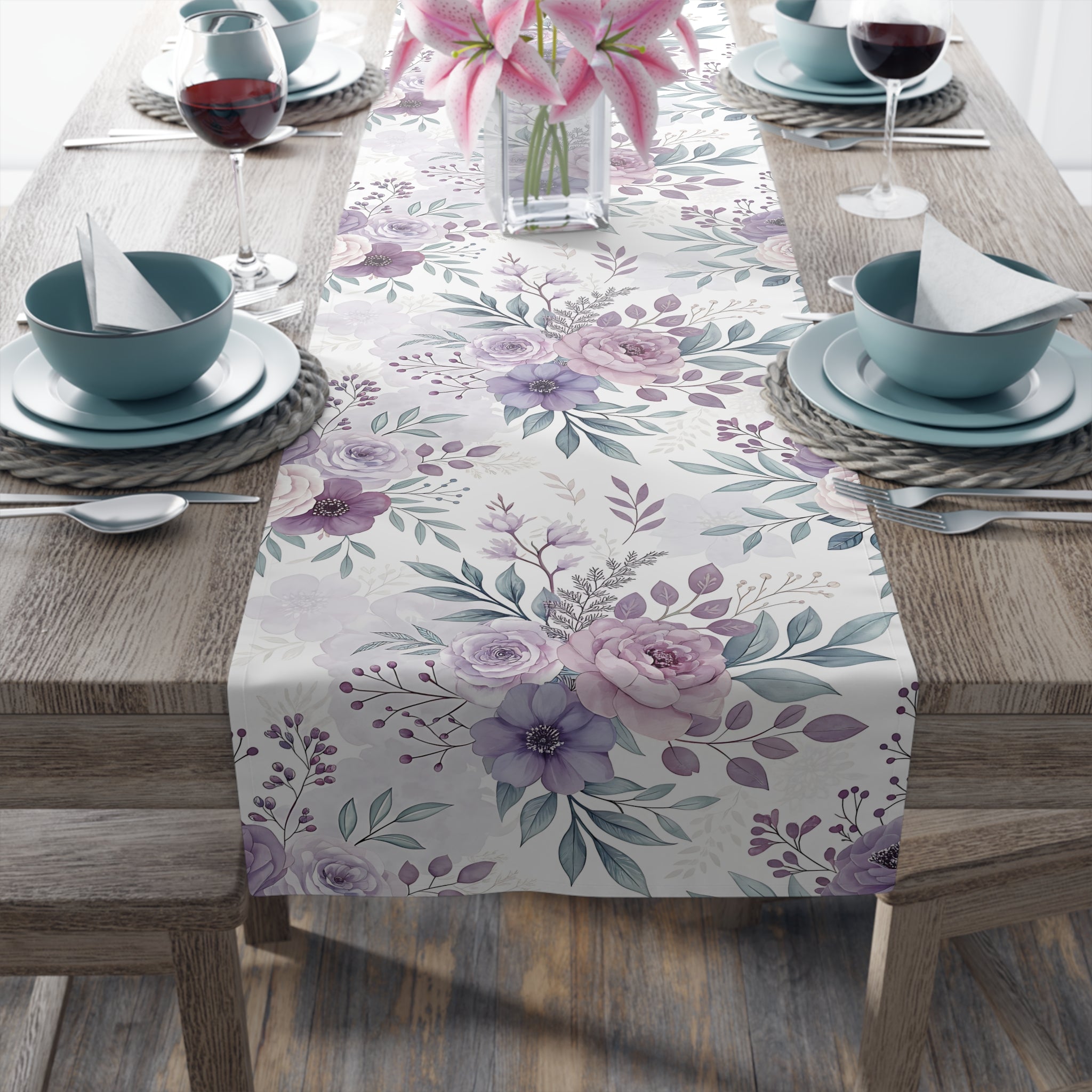 Spring Floral Table Runner – Easter Pastel Decor | Cottagecore & Farmhouse Style | BLUESKYDEZIGN