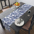 Blue Chinoiserie Toile Table Runner | Vintage Floral Dining Decor | Cotton Twill & Polyester