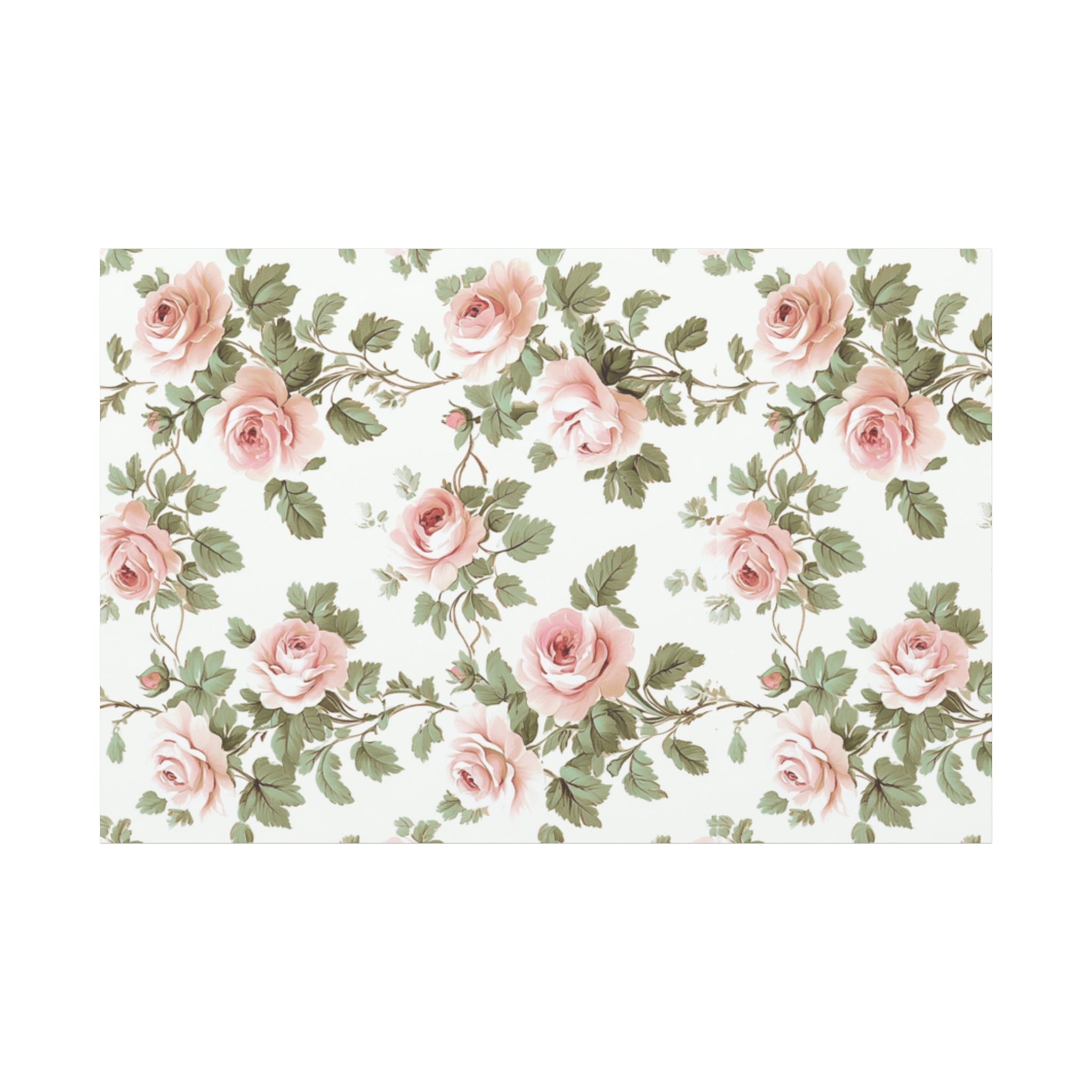 Vintage Pink Rose Matte Canvas Wall Art, Botanical Floral Print, Romantic Cottagecore Home Decor, Stretched 1.25" Canvas