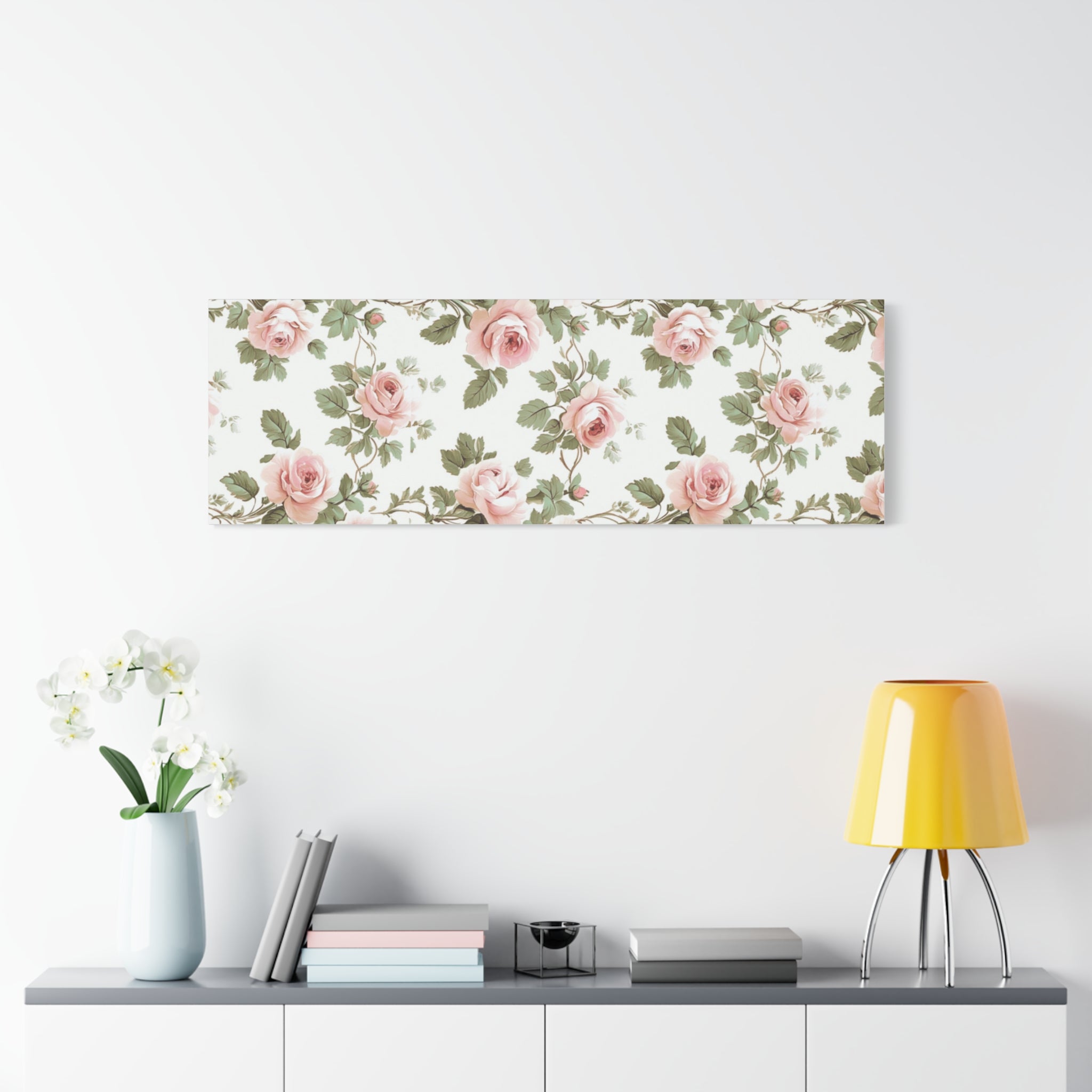 Vintage Pink Rose Matte Canvas Wall Art, Botanical Floral Print, Romantic Cottagecore Home Decor, Stretched 1.25" Canvas