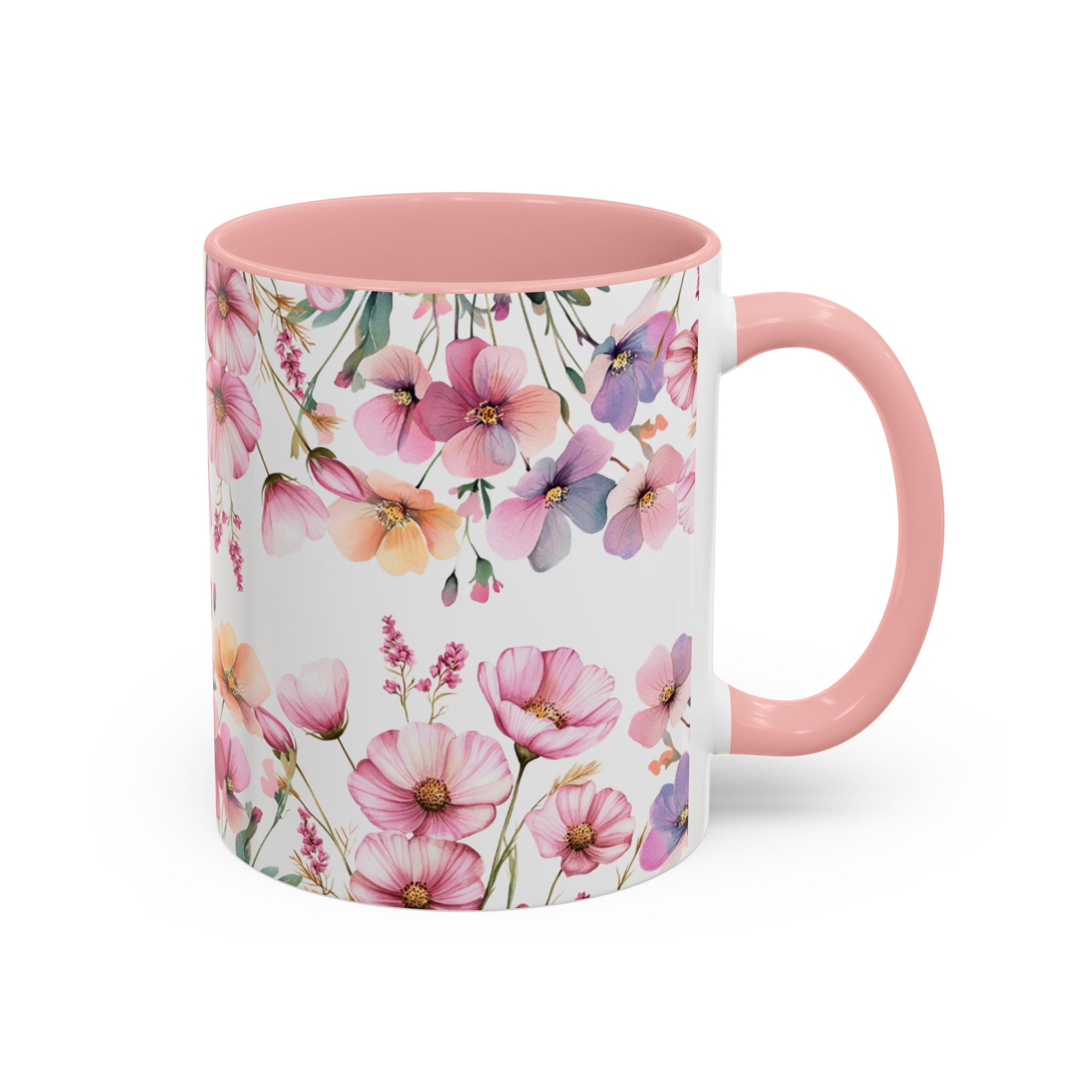 Watercolor Wildflower Accent Coffee Mug, Floral Field Flowers | 11oz 15oz