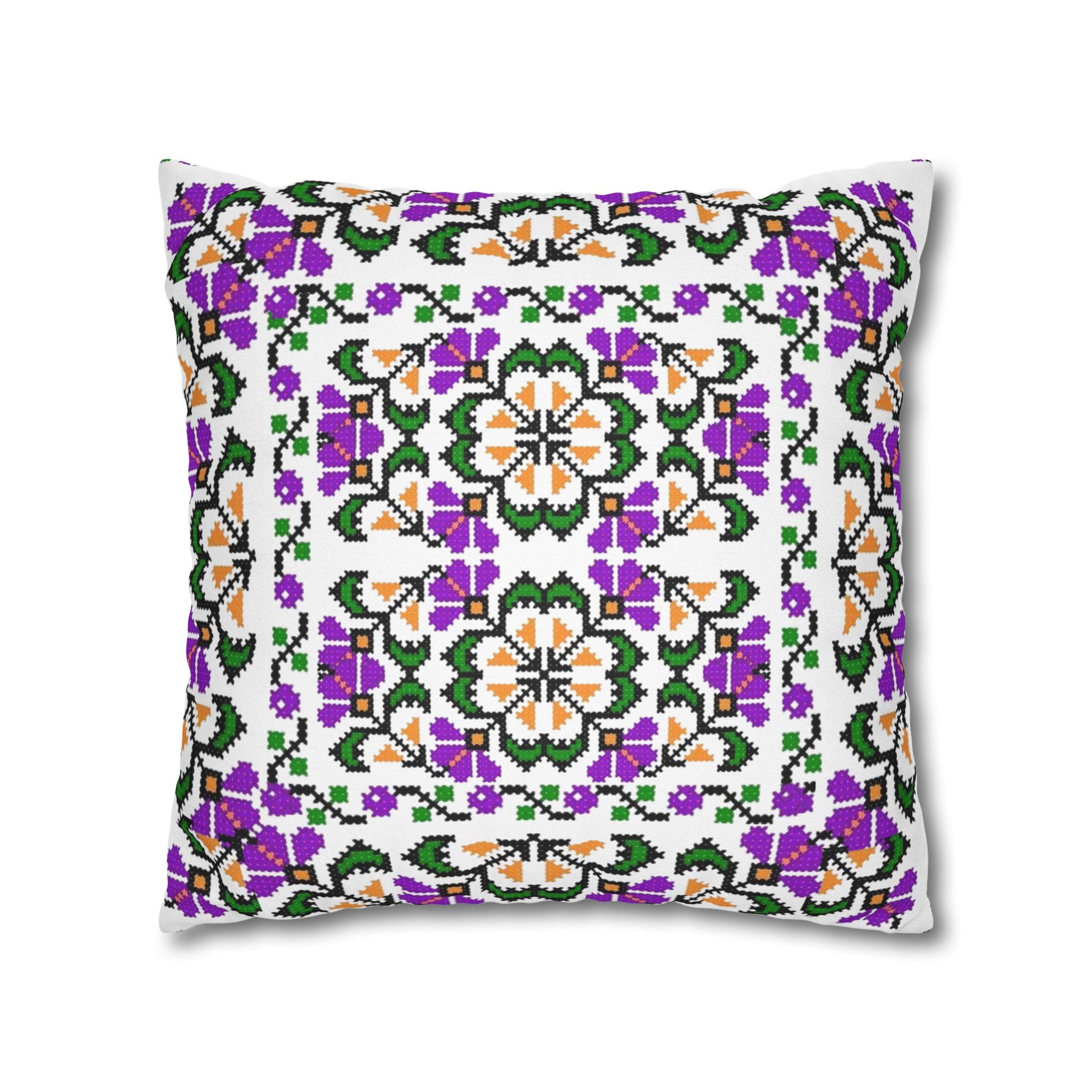 Blooming Hope Pillow Cover – Ukrainian Floral Cross-Stitch, Cottagecore Cushion