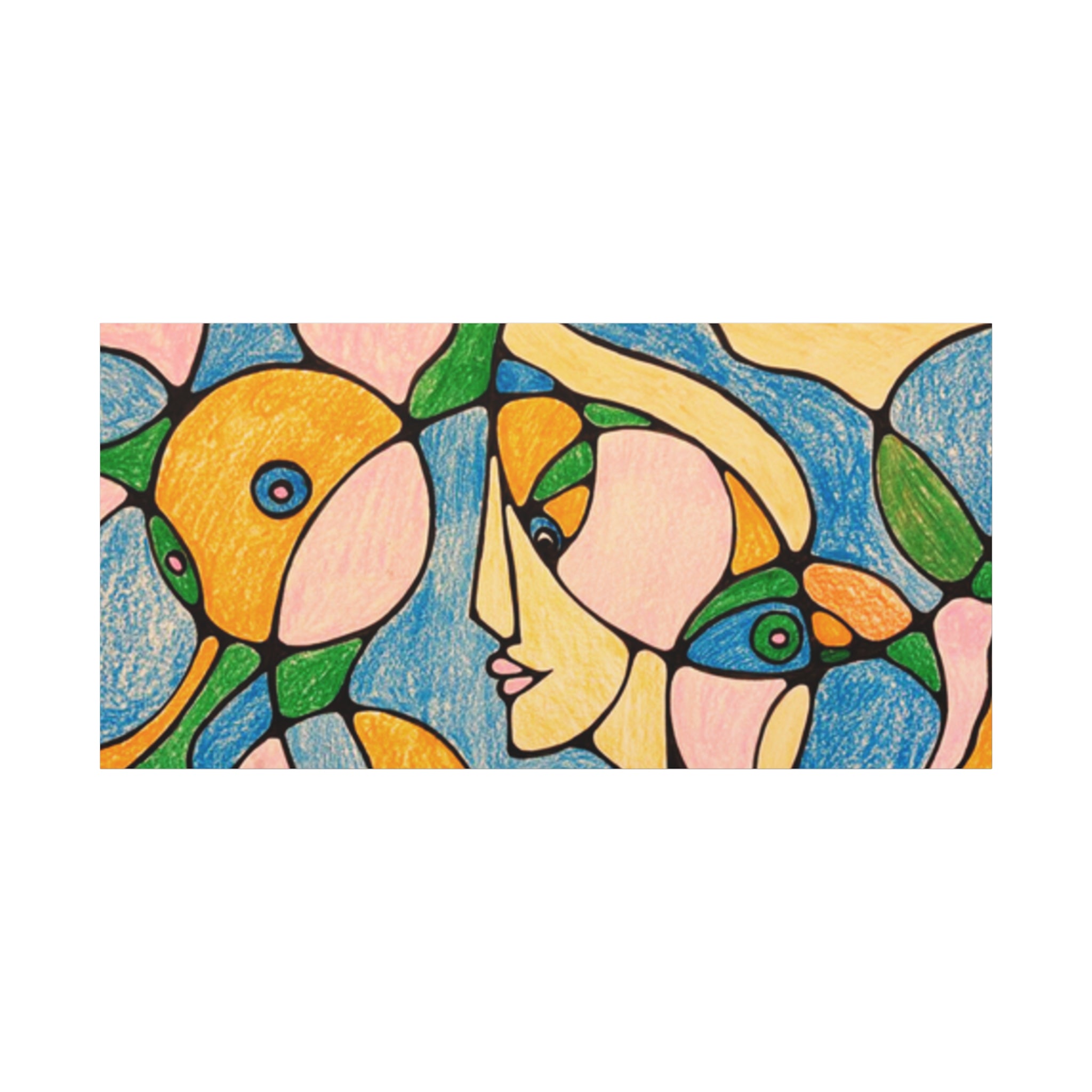 Abstract Colorful Faces Canvas Art, Vibrant Modern Wall Decor, Surreal Cubist Style Matte Print, Stretched 1.25" Ready to Hang