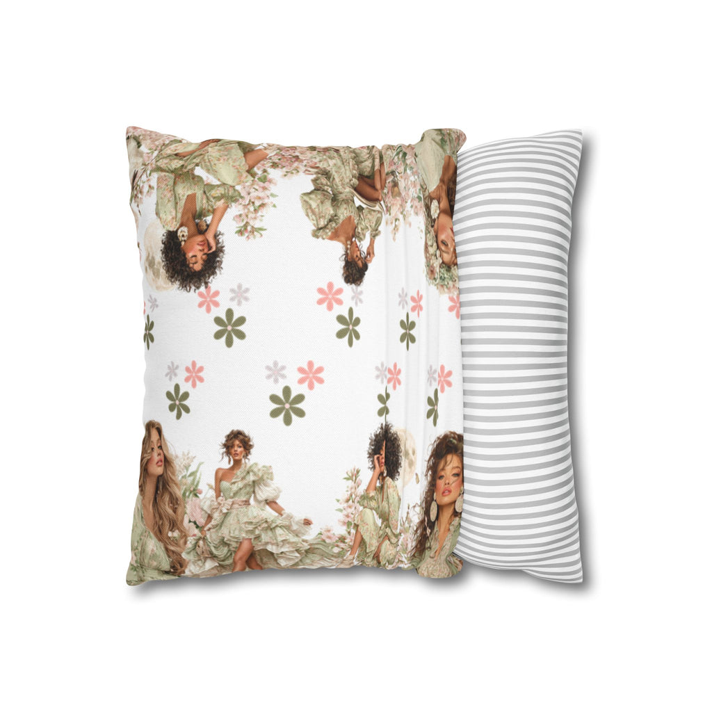 Afrocentric Floral Pillowcase 1piece, Artistic Women Illustration Cushion Covers, 4 Sizes, Modern Boho Throw Pillow Case, Art Decor