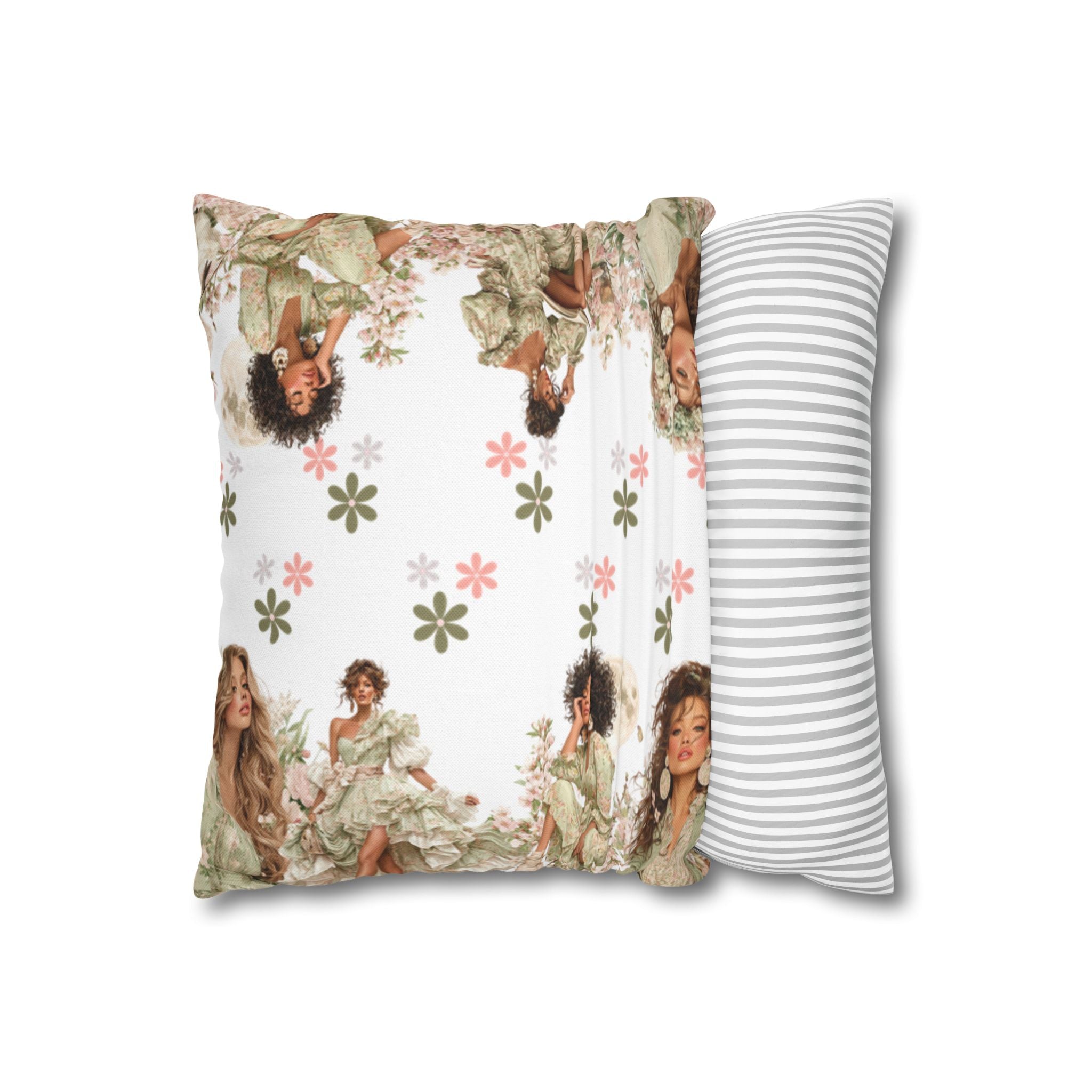 Afrocentric Floral Pillowcase 1piece, Artistic Women Illustration Cushion Covers, 4 Sizes, Modern Boho Throw Pillow Case, Art Decor