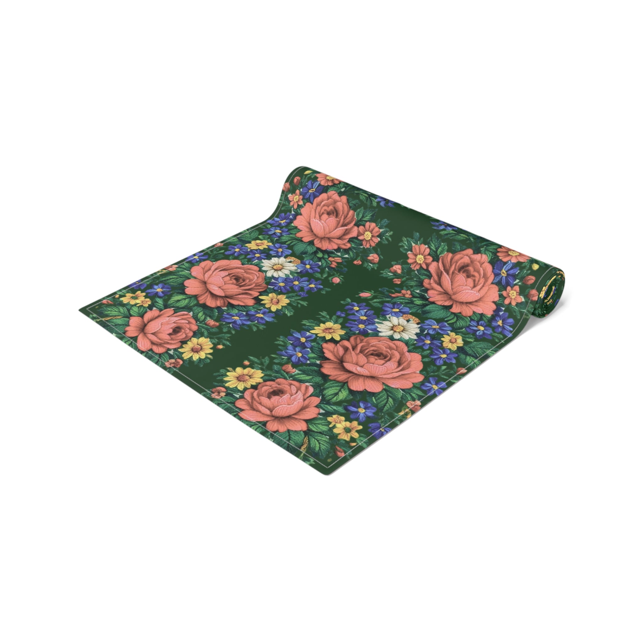 Rose Garden Table Runner | Cottagecore Floral Green Decor | Boho Dining & Kitchen Gift
