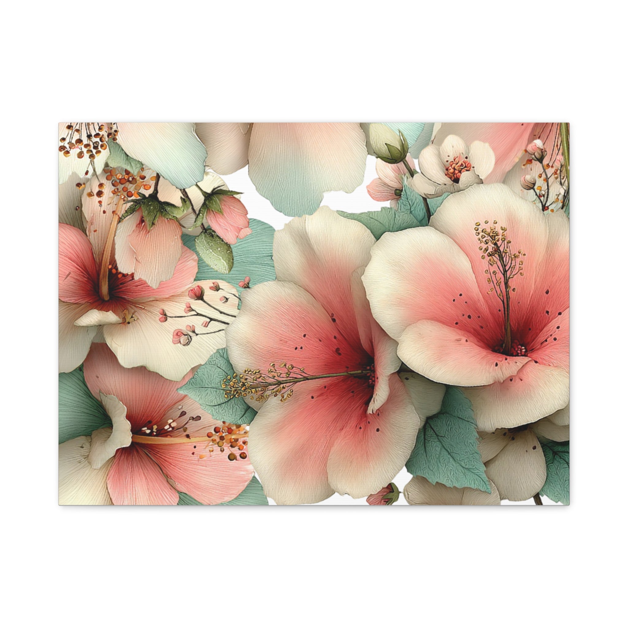 Pastel Floral Matte Canvas Wall Art, Soft Botanical Print, Modern Home Decor, Watercolor Flower Artwork, Stretched 1.25" Canvas