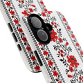 BLUESKYDEZIGN | Ukrainian Embroidery iPhone Case – Red & Black Folk Pattern Protective Tough Cover