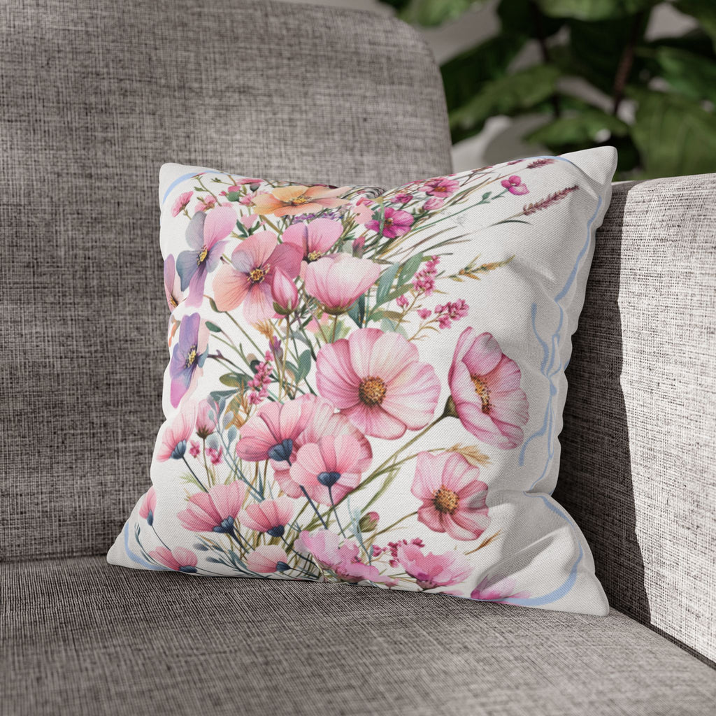 BLUESKYDEZIGN Spring Pink Purple Blossom Pillow Cover - Botanical Decor