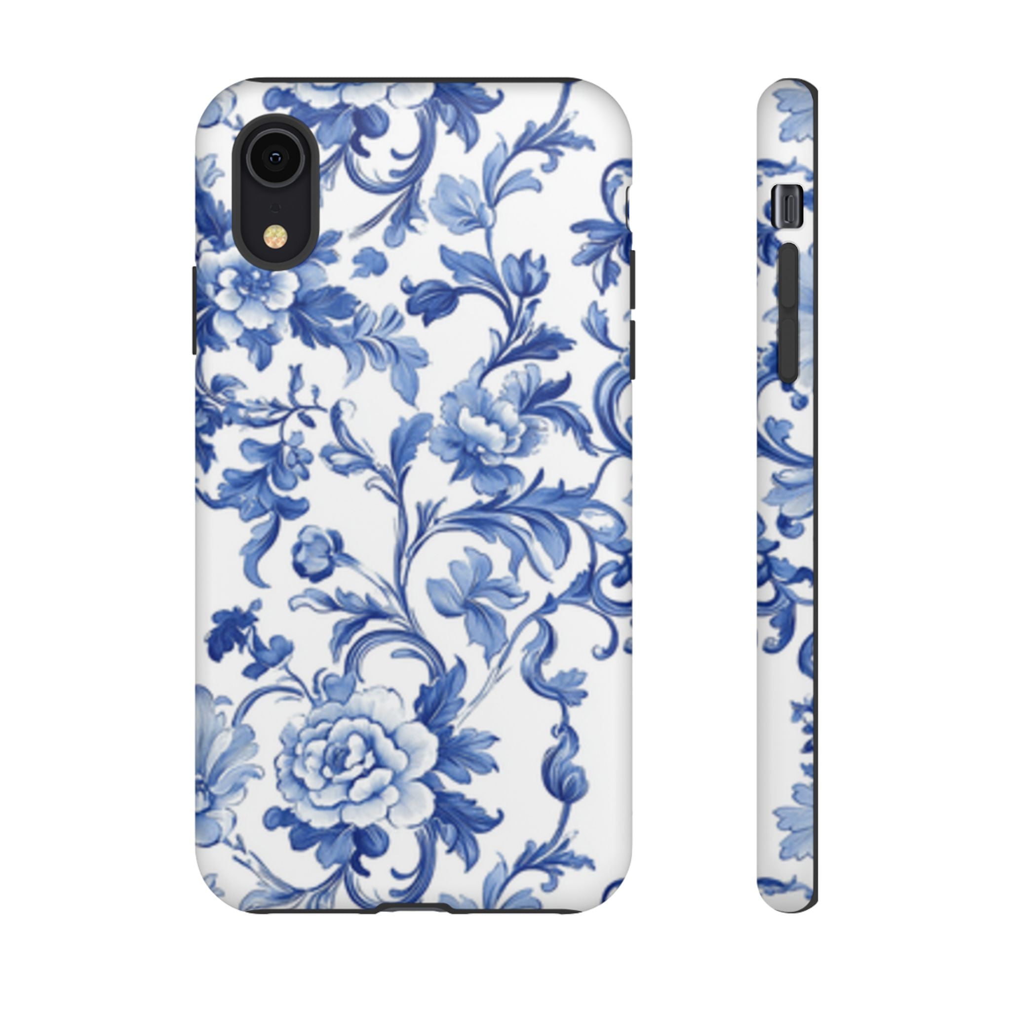 Blue Vintage Toile-inspired romantic Floral Phone Case, Tough Case, spring gift