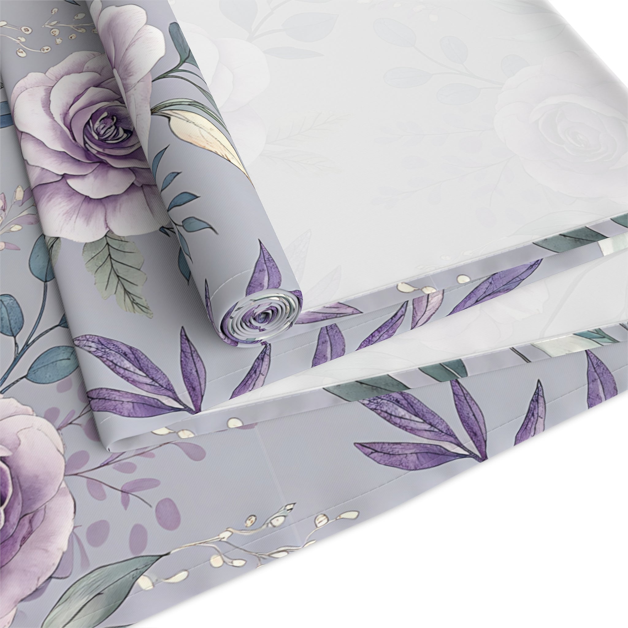 BLUESKYDEZIGN Purple Rose Floral Table Runner - Elegant Spring Wedding Decor