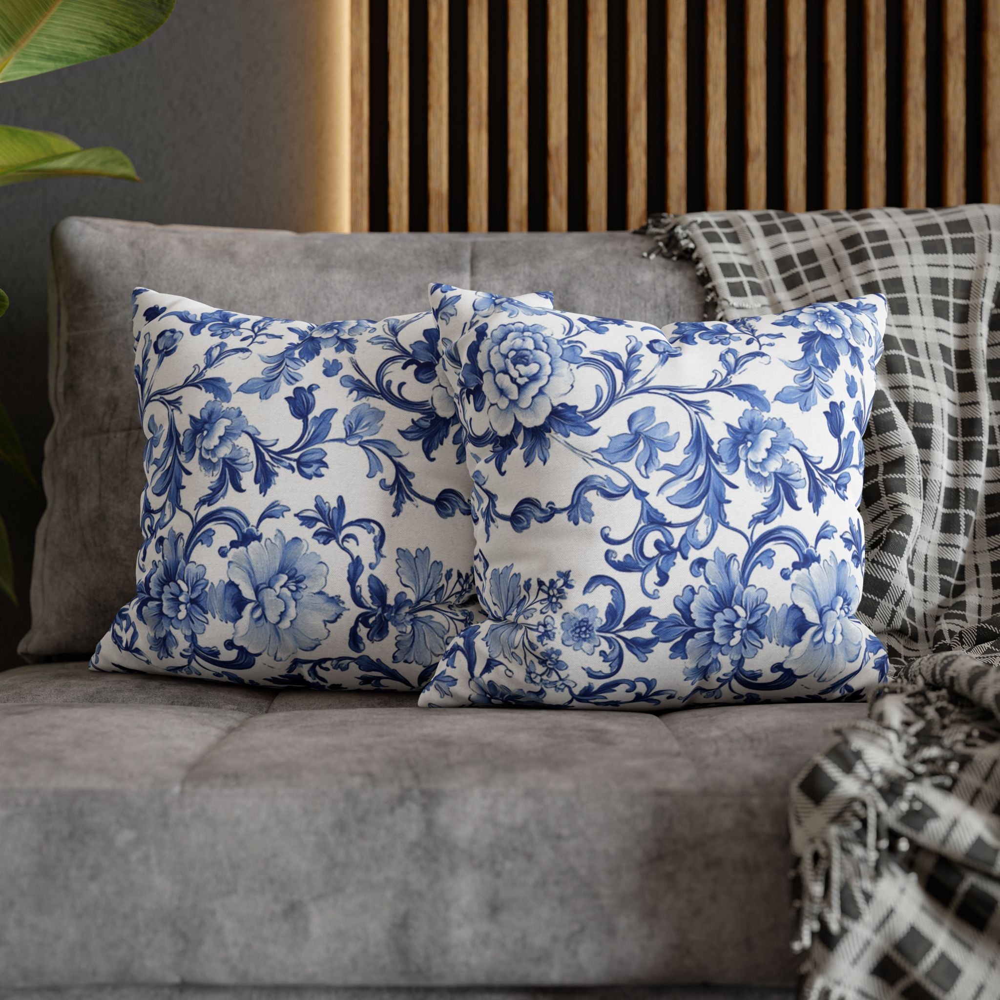 BLUESKYDEZIGN Blue Tie Dye Mandala Pillow Cover - Coastal Boho Decor