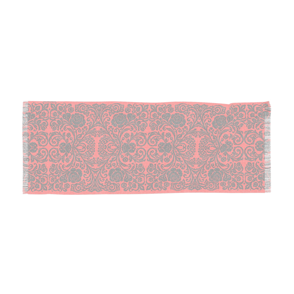 Red Damask Scarf – Victorian Lightweight Wrap for Women | BLUESKYDEZIGN