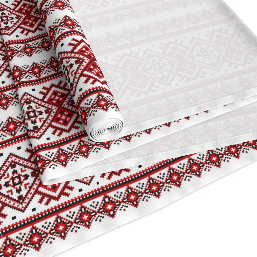 BLUESKYDEZIGN Ukrainian Red Black Table Runner - Heritage Folk Pattern